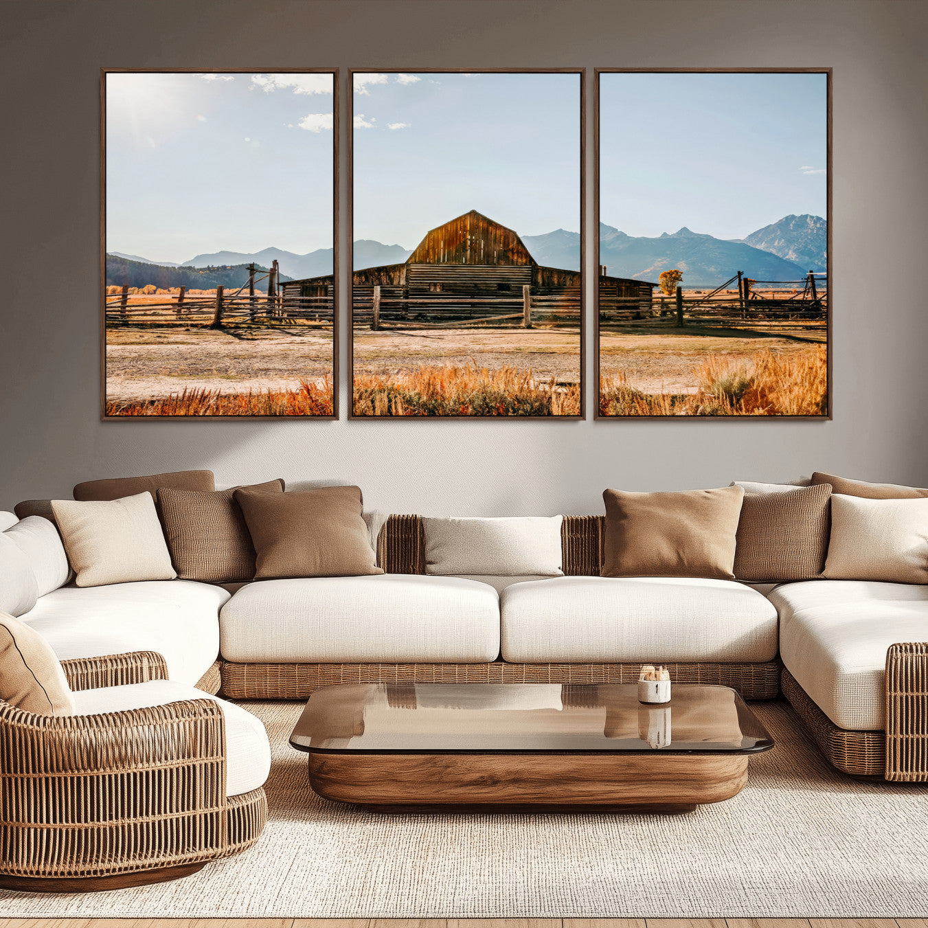-Vintage Old Barn Field Wall Art Canvas Print for Farmhouse Decor - Rustic Barn Wall Art Canvas Print