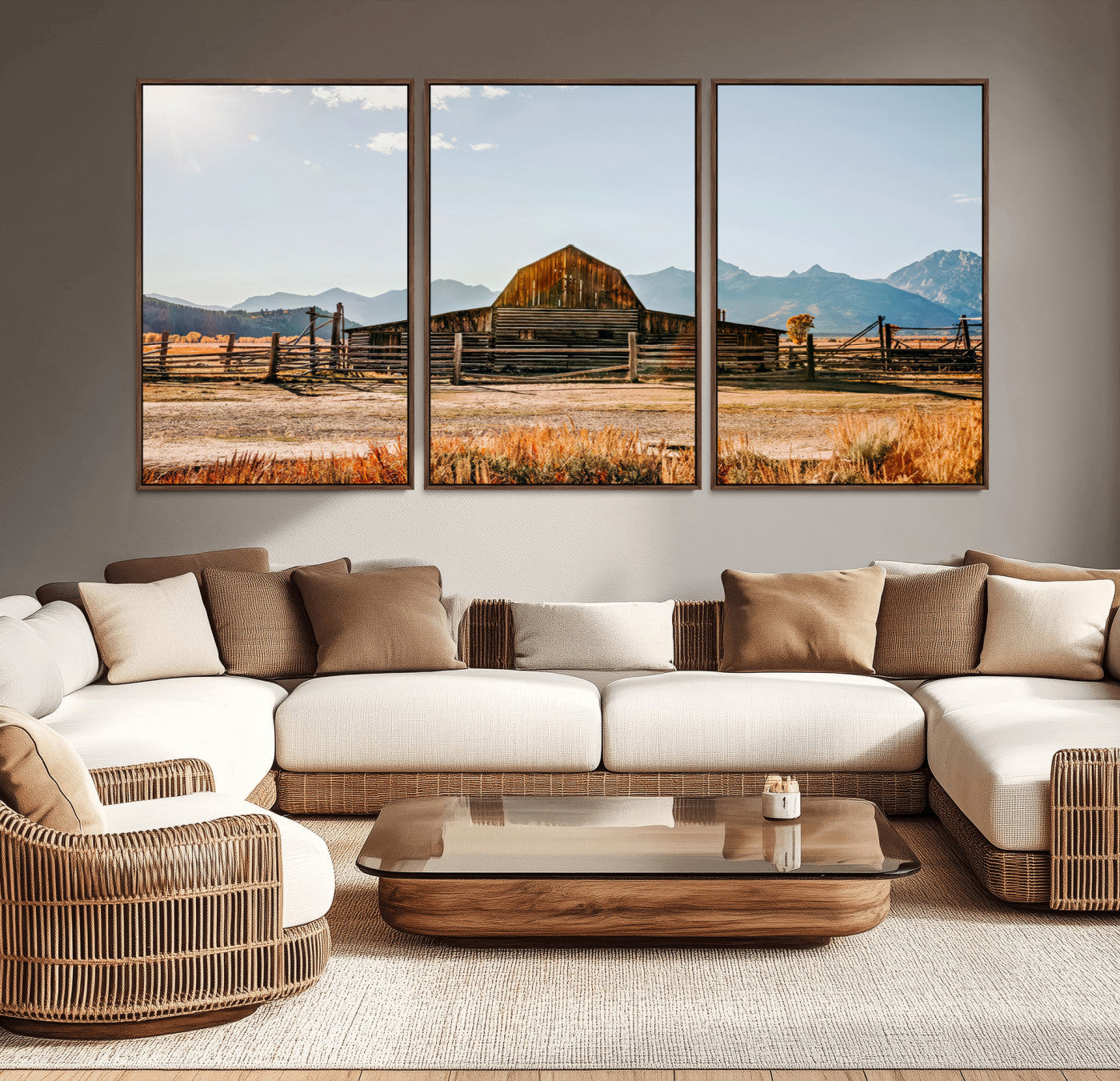 26513-MGV-CV-36X24-Vintage Old Barn Field Wall Art Canvas Print for Farmhouse Decor - Rustic Barn Wall Art Canvas Print