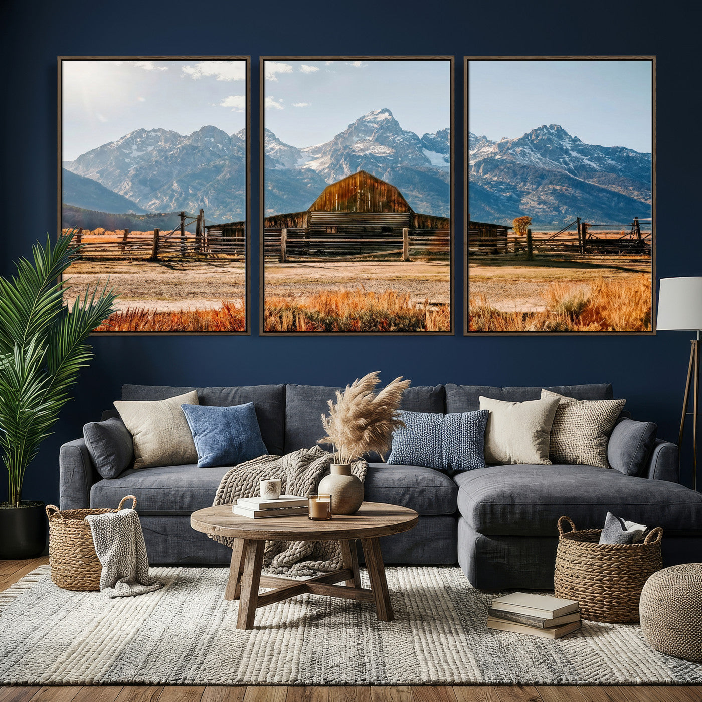 26513-MGV-CV-36X24 - Vintage Old Barn Field Wall Art Canvas Print for Farmhouse Decor - Rustic Barn Wall Art Canvas Print