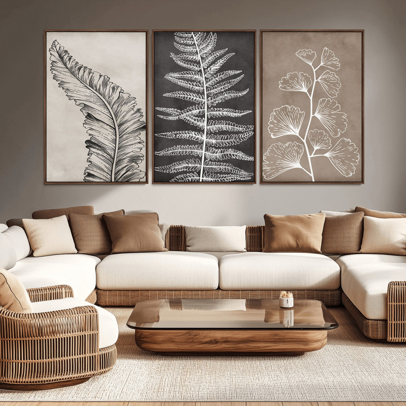 -Minimalist Botanical Wall Art Canvas Print, Framed and Ready to Hang - Nature Art Print for Home