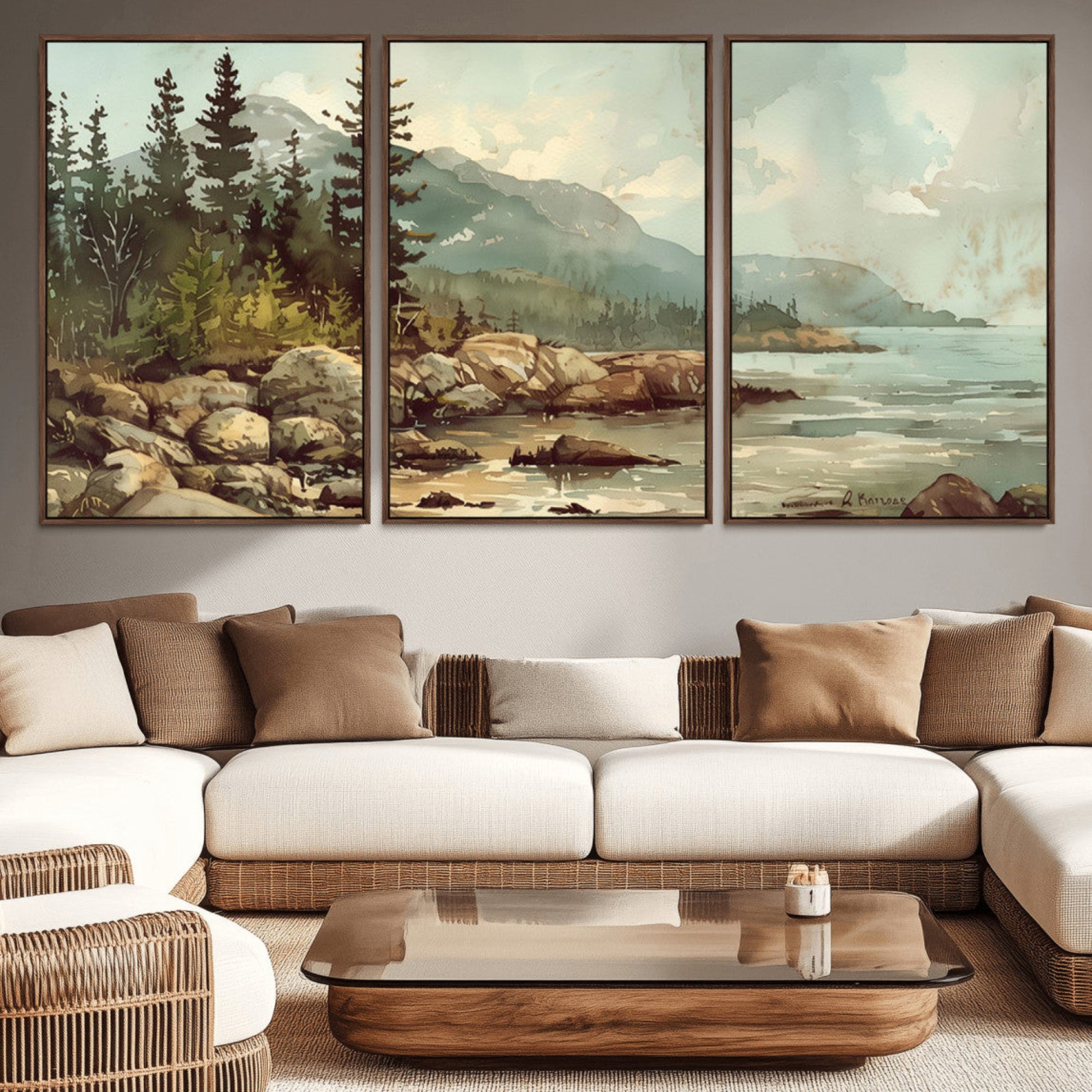 24809-MGV-CV-36X24-Abstract Acadia National Park Wall Art Canvas Print - Stunning 3-Panel Wall Art Canvas Print,