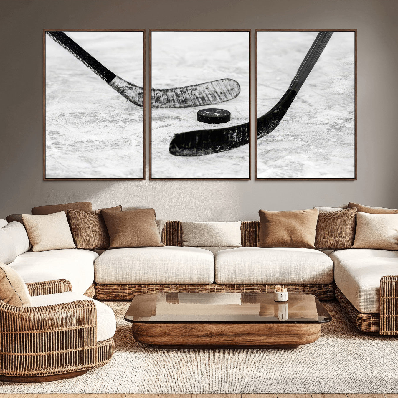 -Winter Ice Hockey Sport Canvas Wall Art Print - Hockey Wall Art Print