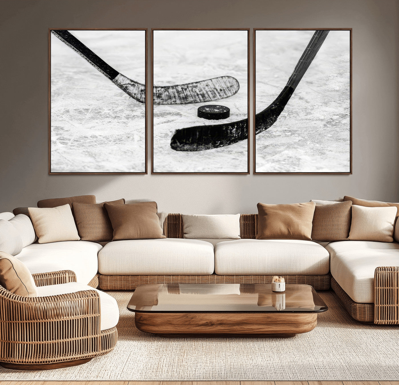 -Winter Ice Hockey Sport Canvas Wall Art Print - Hockey Wall Art Print