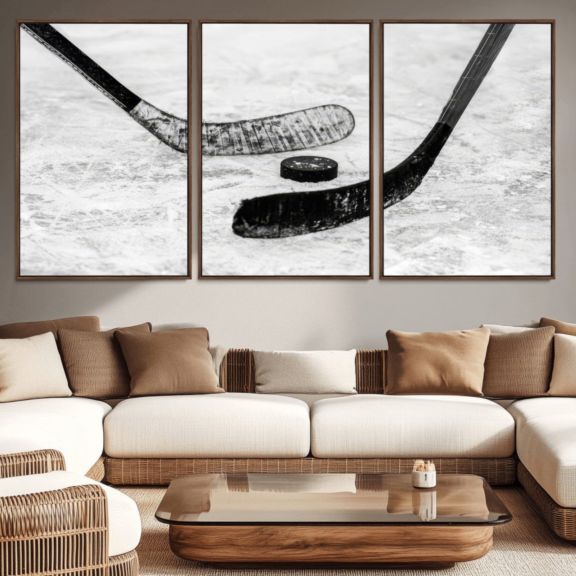 82900-MGV-CV-36X24-Winter Ice Hockey Sport Canvas Wall Art Print - Hockey Wall Art Print