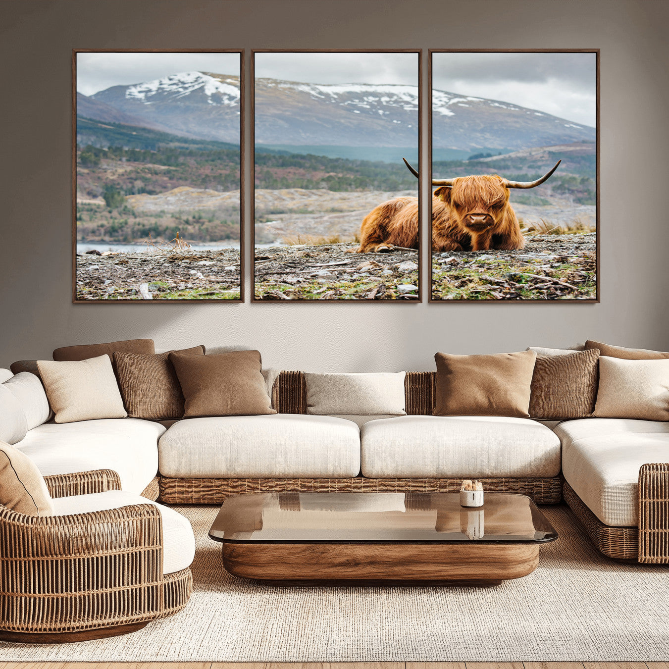 -Highland Cow Horn Farm Wall Art Canvas Print