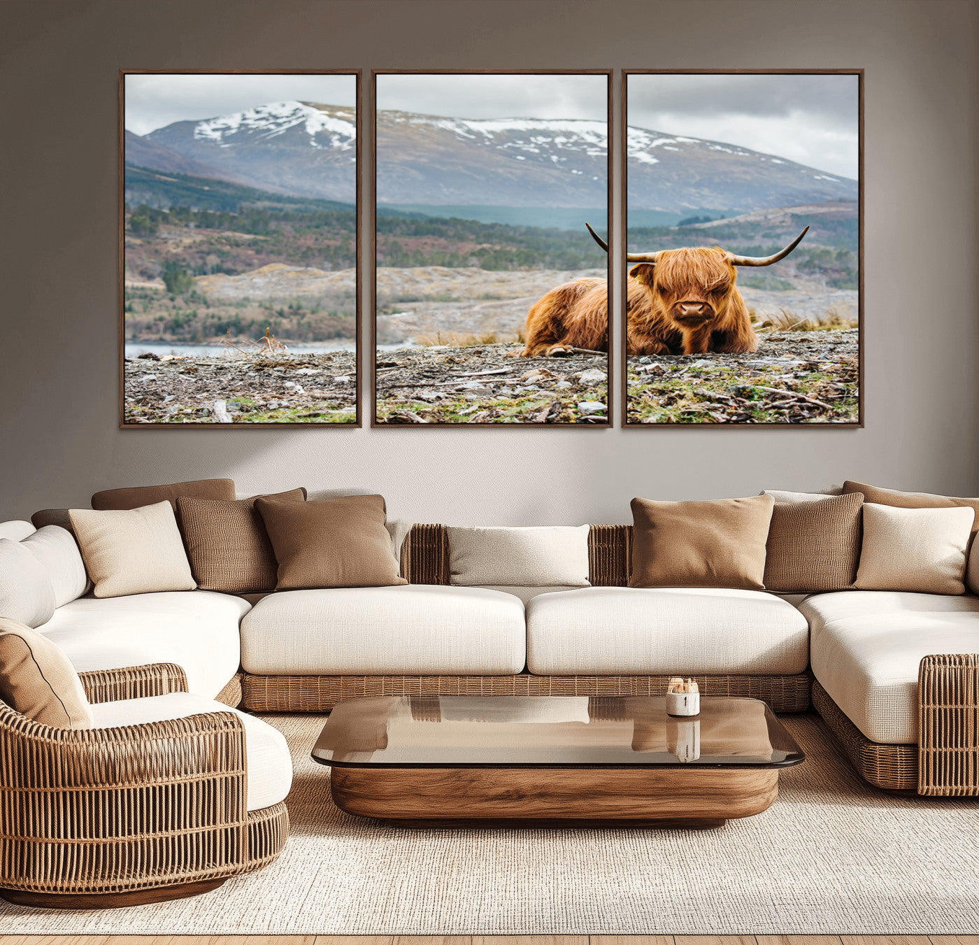 -Highland Cow Horn Farm Wall Art Canvas Print