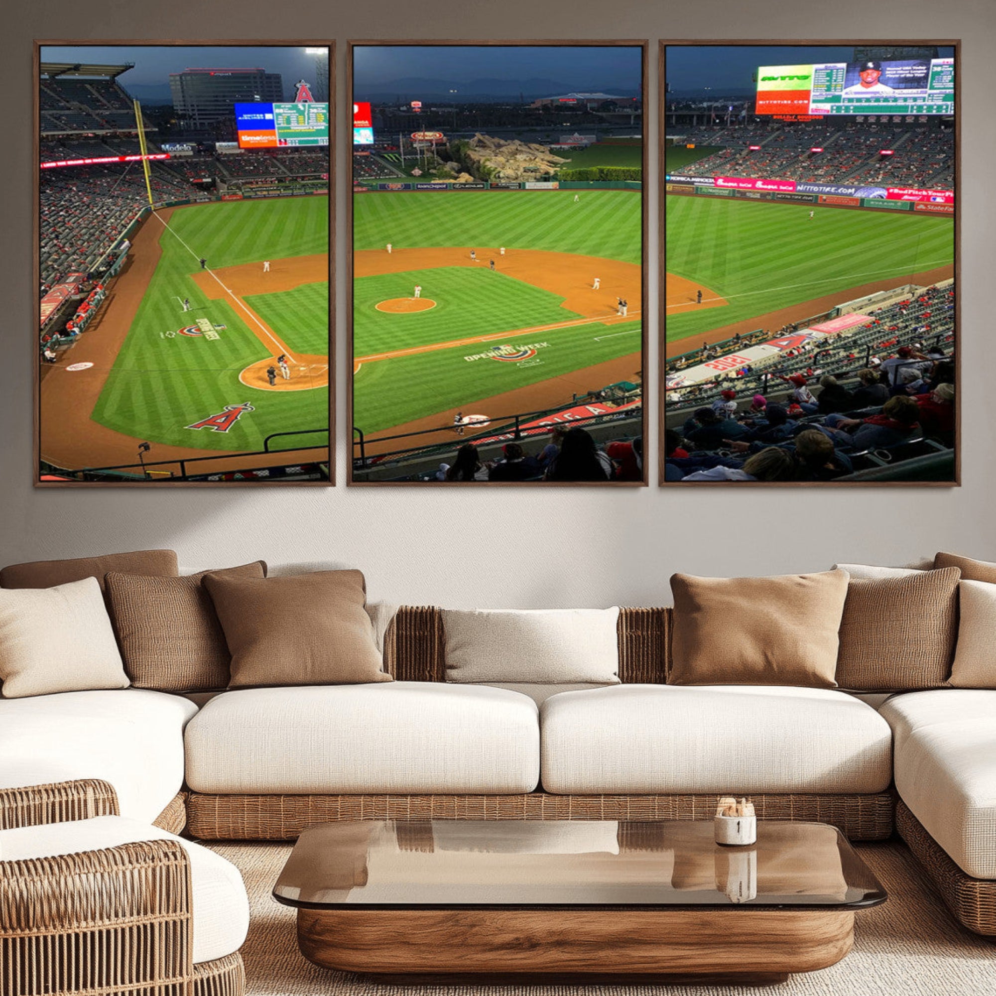 93707-MGV-CV-36X24-Angel Stadium Aerial Canvas Print – Los Angeles Angels Baseball Canvas Print, Framed, Ready to Hang