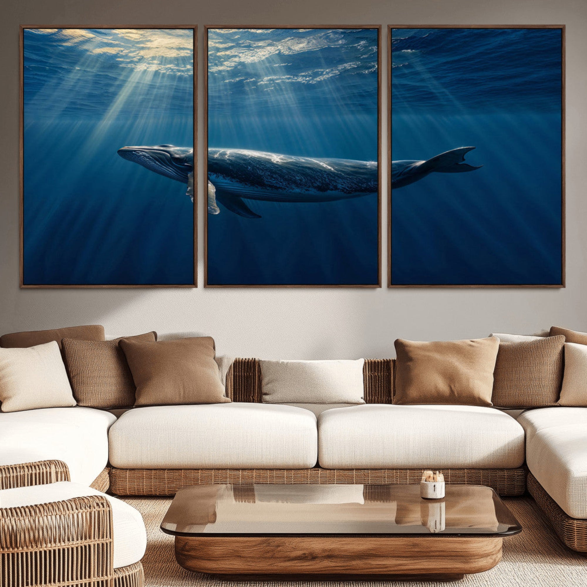 18052-MGV-CV-36X24-Whale under Ocean Wall Art Canvas Print