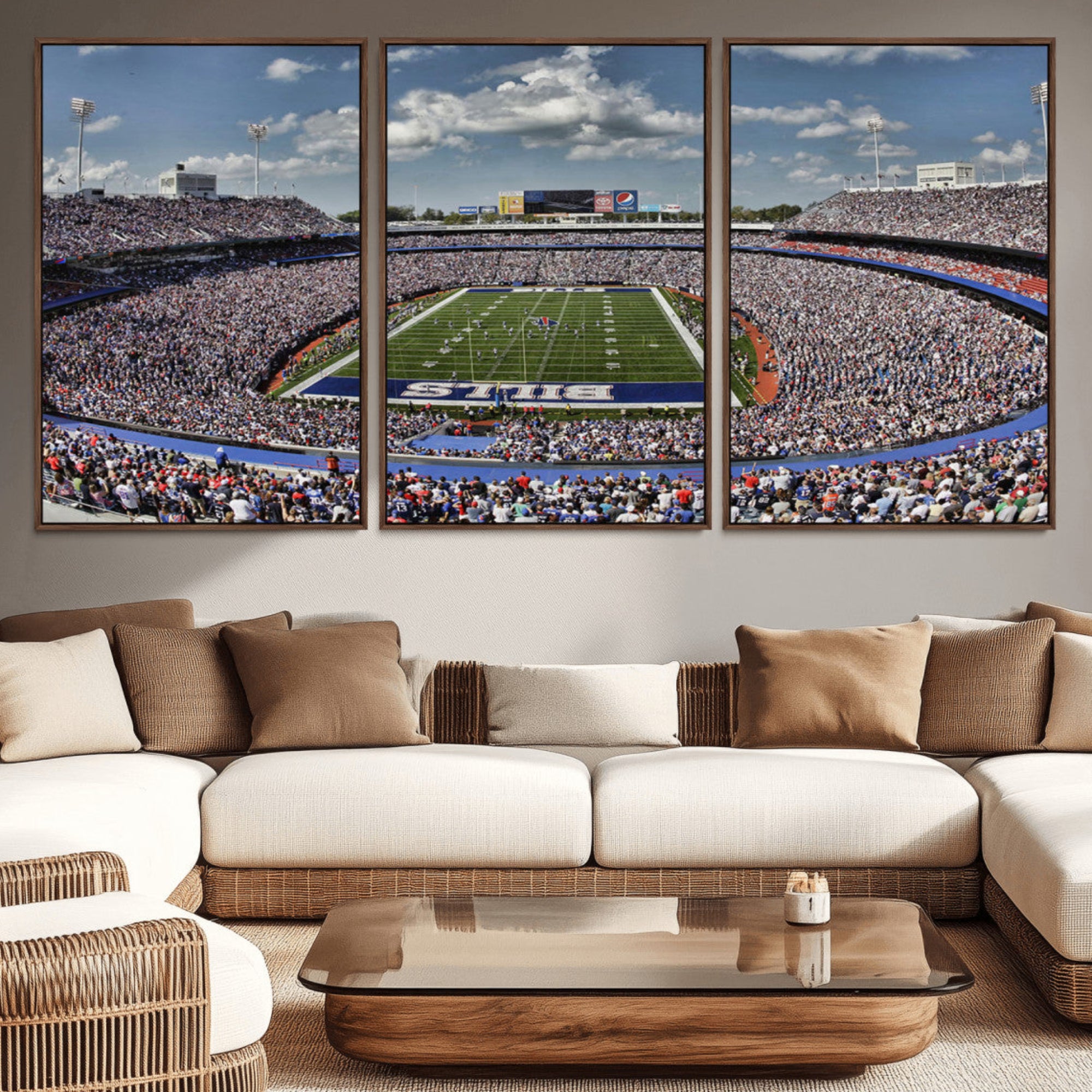 76491-MGV-CV-36X24-Buffalo Bills Highmark Stadium Wall Art Canvas Print - Bills Stadium Game Day Triple Canvas Wall Art
