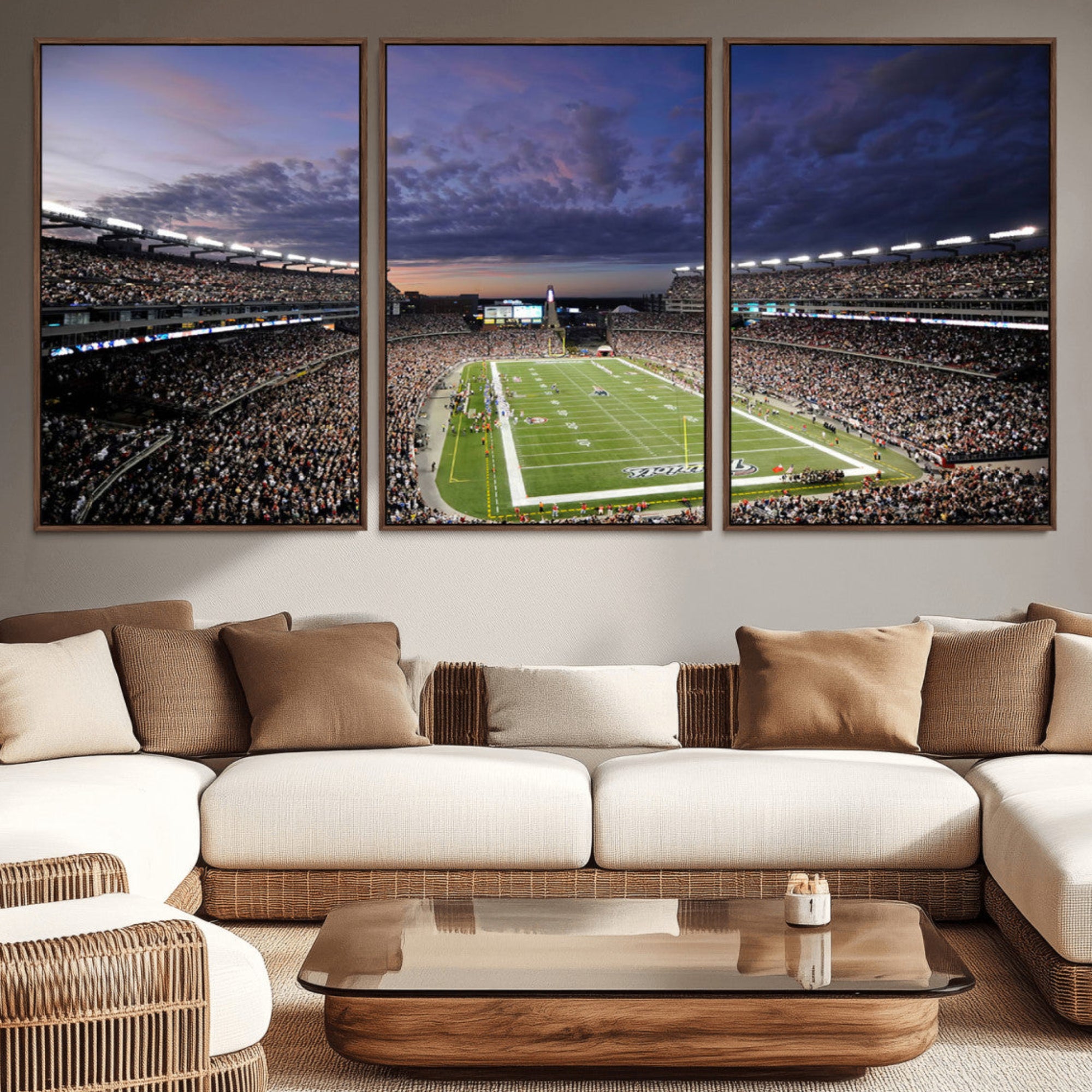 52712-MGV-CV-36X24-New England Patriots Football Team Print - Foxborough Gillette Stadium Wall Art Canvas Print