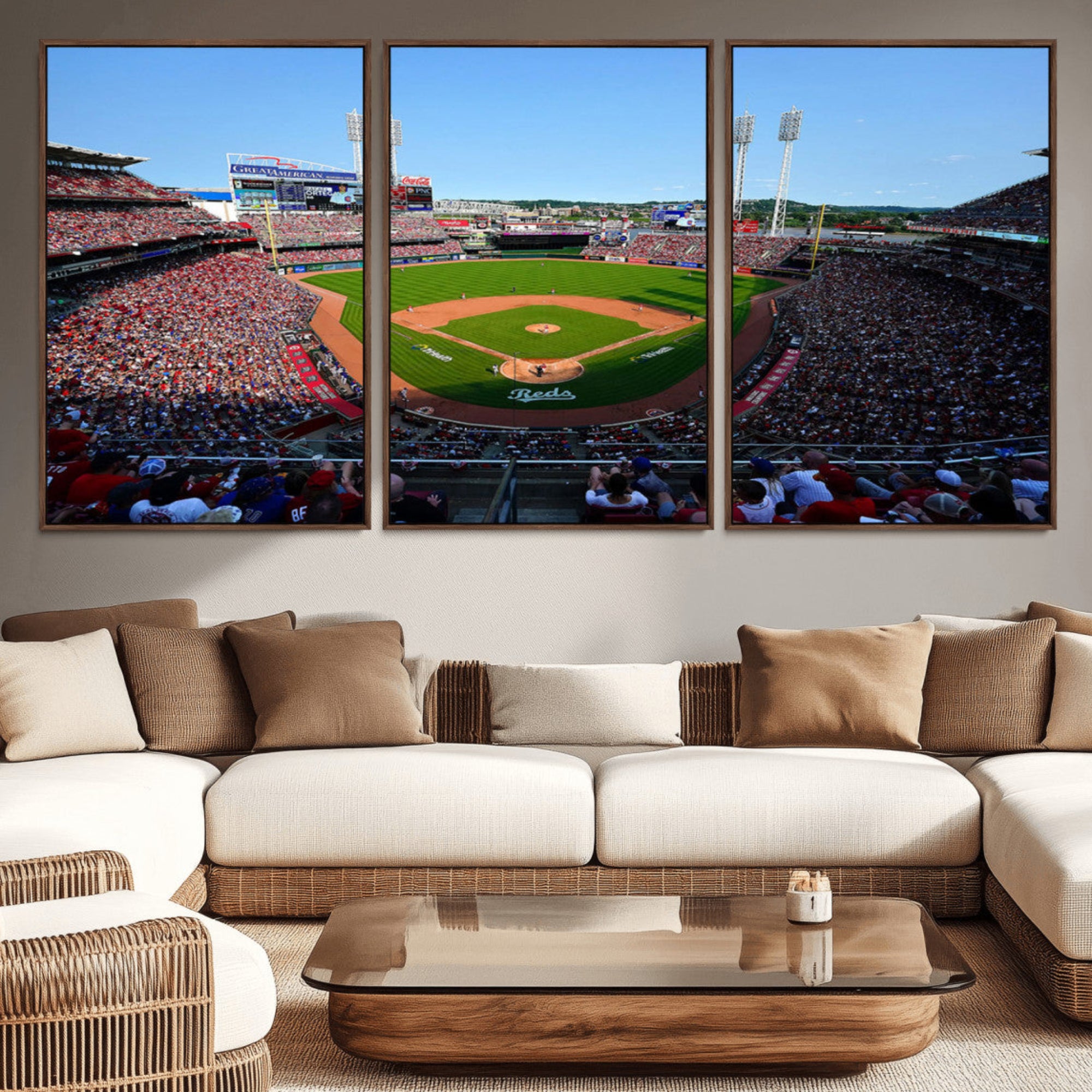 90998-MGV-CV-36X24-Cincinnati Reds Baseball Canvas Print - Great American Ball Park Stadium Wall Art Canvas Print