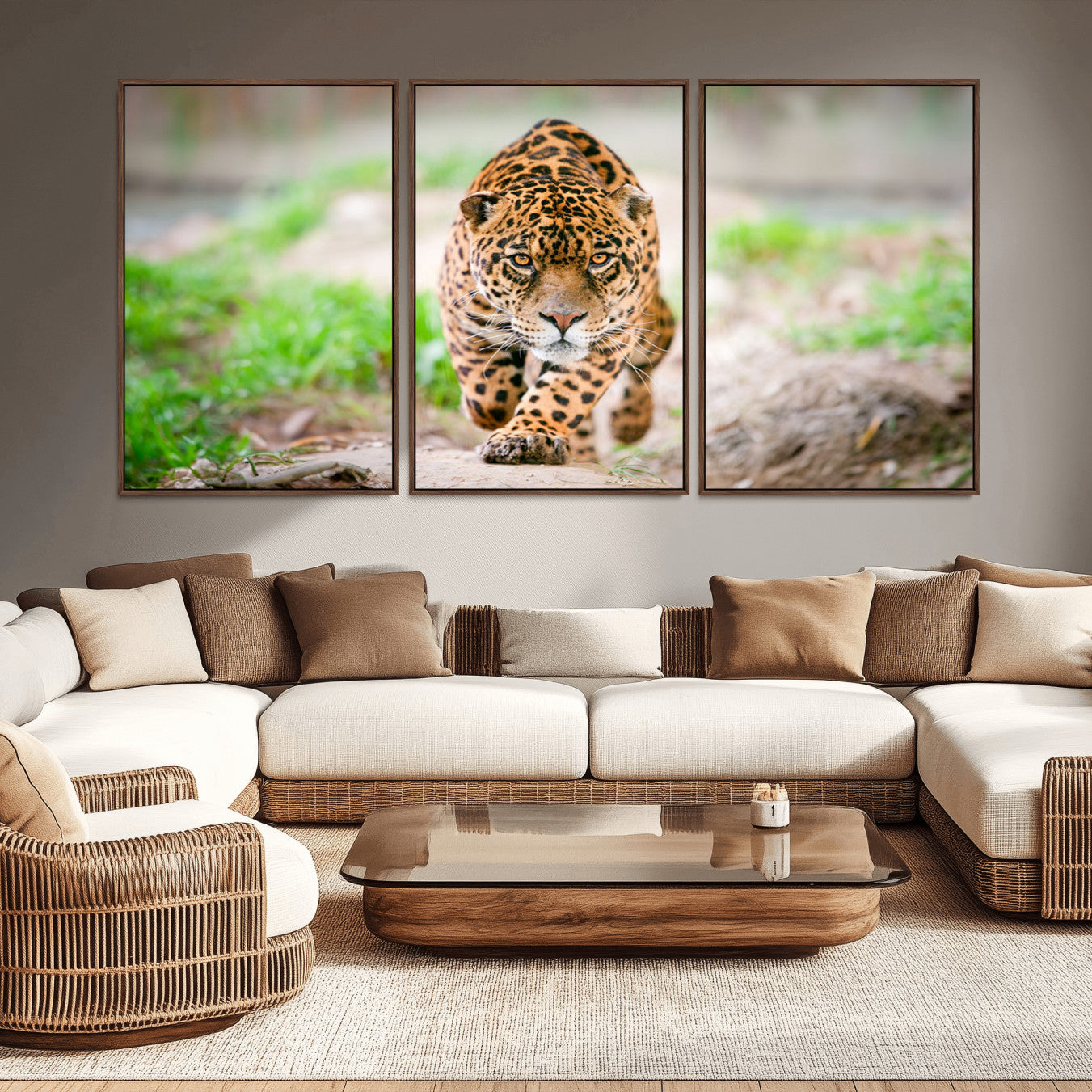 -Leopard on the Prowl - Stunning Large Framed Leopard Wall Art Canvas Wall Art for Living Room,