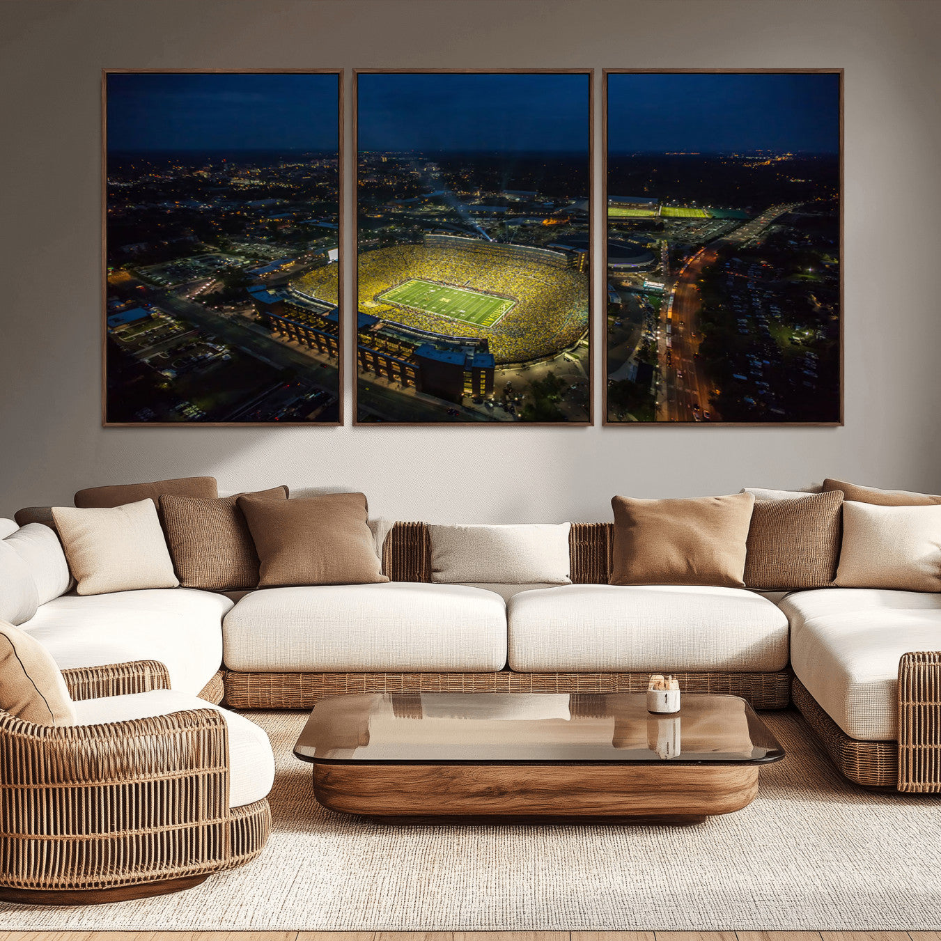 52519-MGV-CV-36X24-Michigan Wolverines Football Team Print - Michigan Stadium Wall Art Canvas Print
