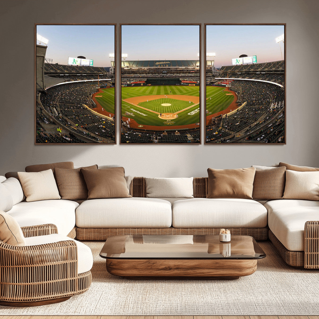 -Oakland Athletics Baseball Team Print - RingCentral Coliseum Stadium Wall Art Canvas Print