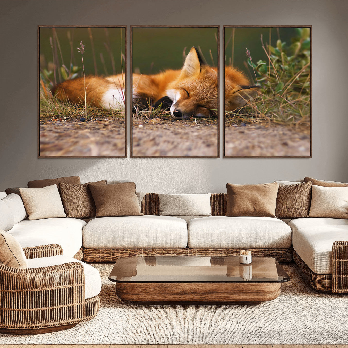 -Sleeping Fox Wall Art Canvas Print, Farmhouse Wall Decor and Animal Wall Art Print