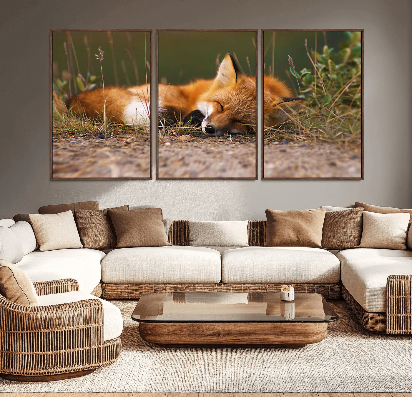 -Sleeping Fox Wall Art Canvas Print, Farmhouse Wall Decor and Animal Wall Art Print