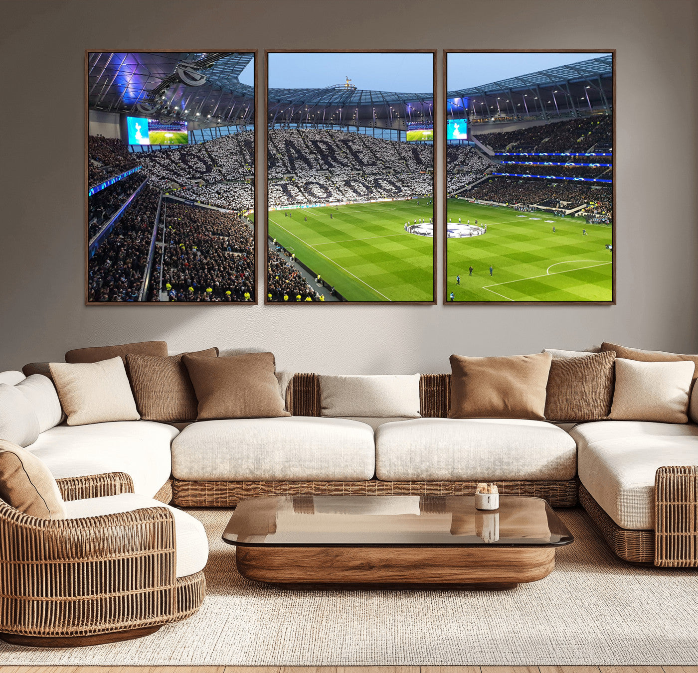 -Tottenham Hotspur Stadium Canvas Print, Match Day Triple Canvas Wall Art - Premier League Football