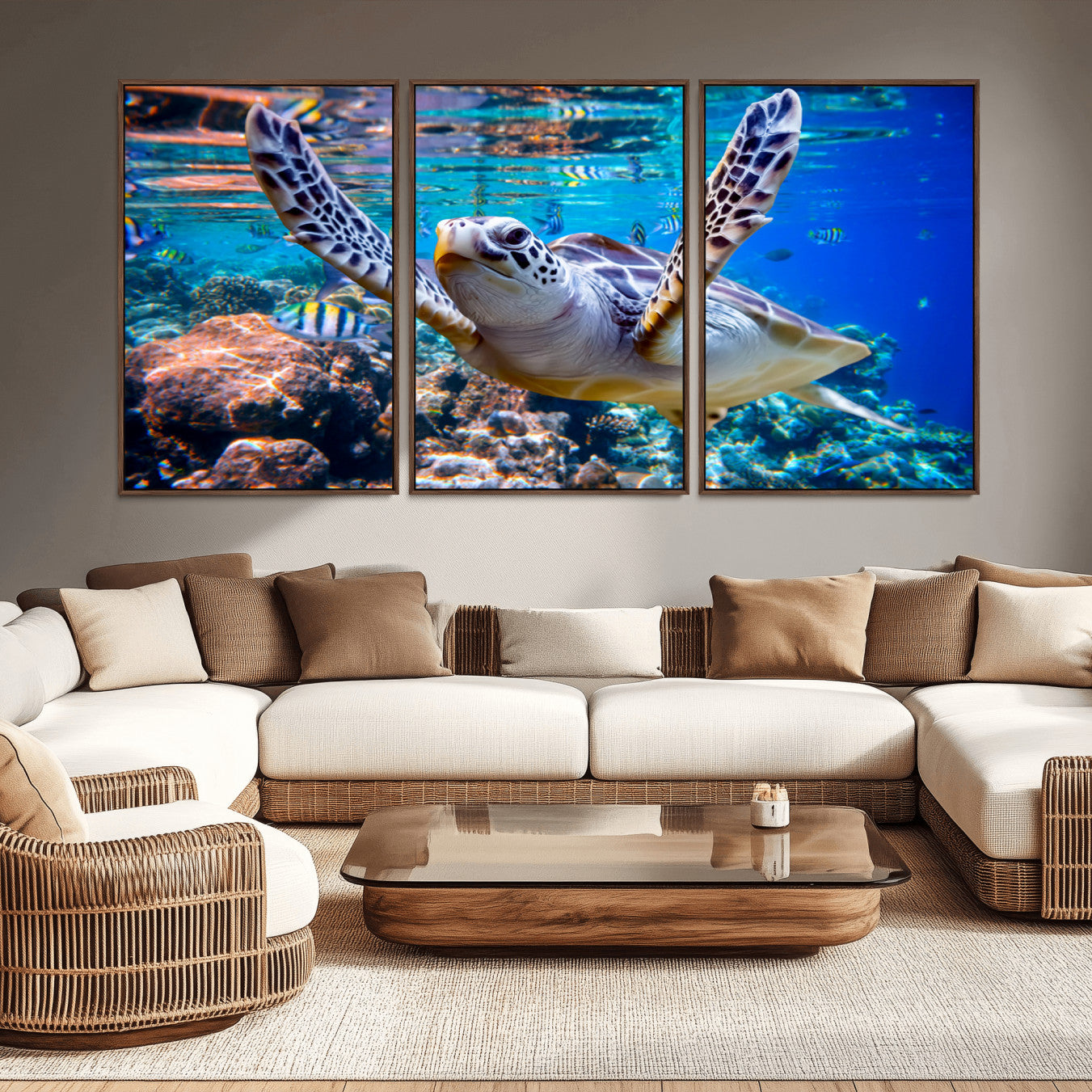 -Underwater Sea Turtle Wall Art Canvas Print – Vibrant Ocean Coral Reef Décor, Ready to Hang