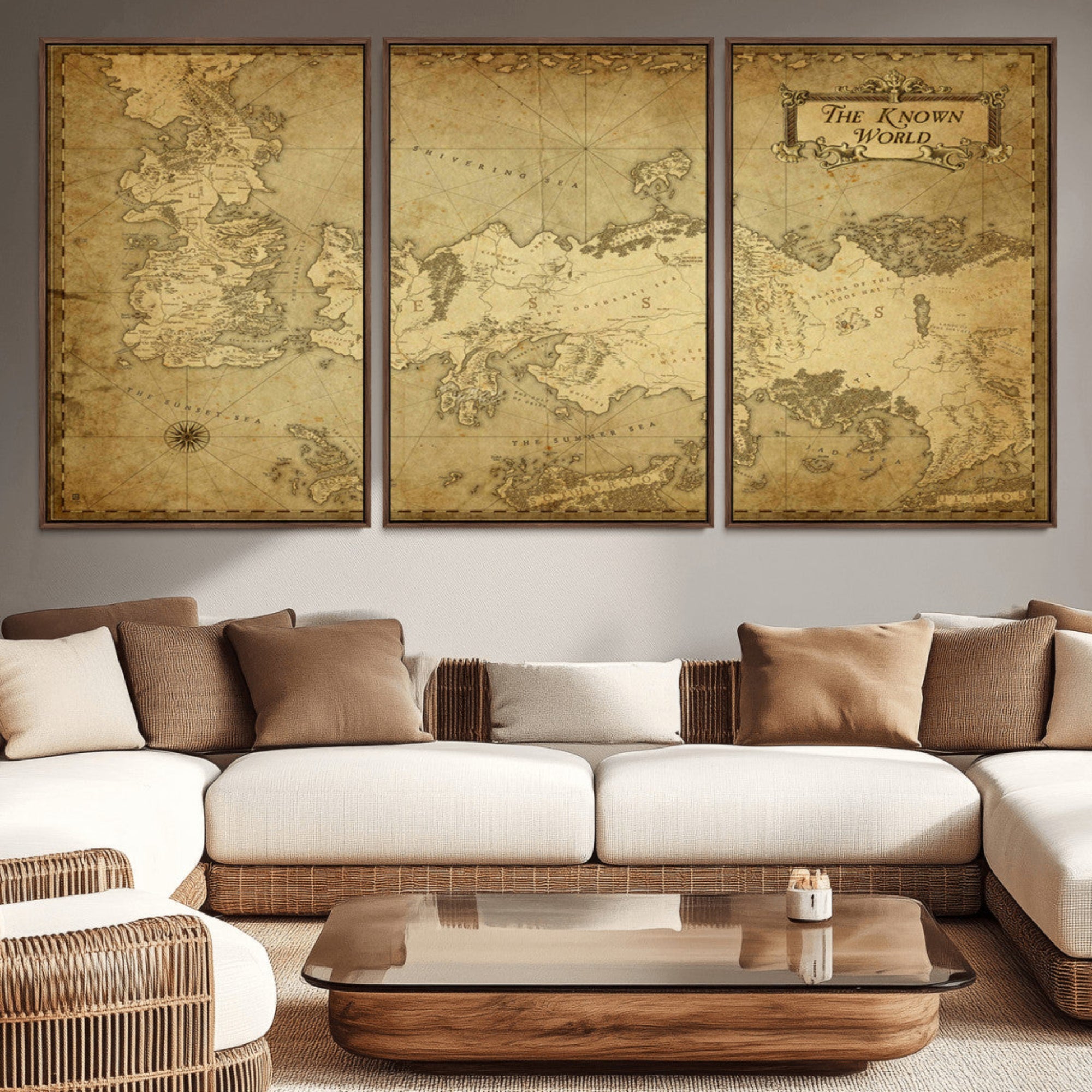 84658-MGV-CV-36X24-Personalized Vintage Fantasy World Map Canvas Wall Art – Antique Map Print, Decor for Home or Office