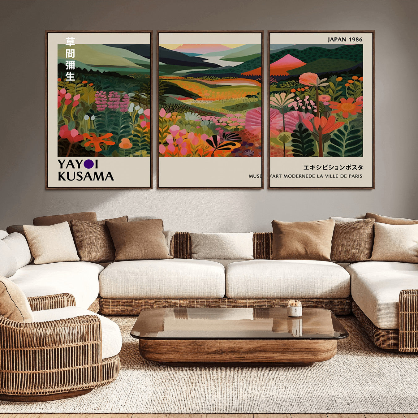 -Yayoi Kusama Abstract Print, Vibrant Floral Mountain Art Print, Botanical Flower Nature Decor,