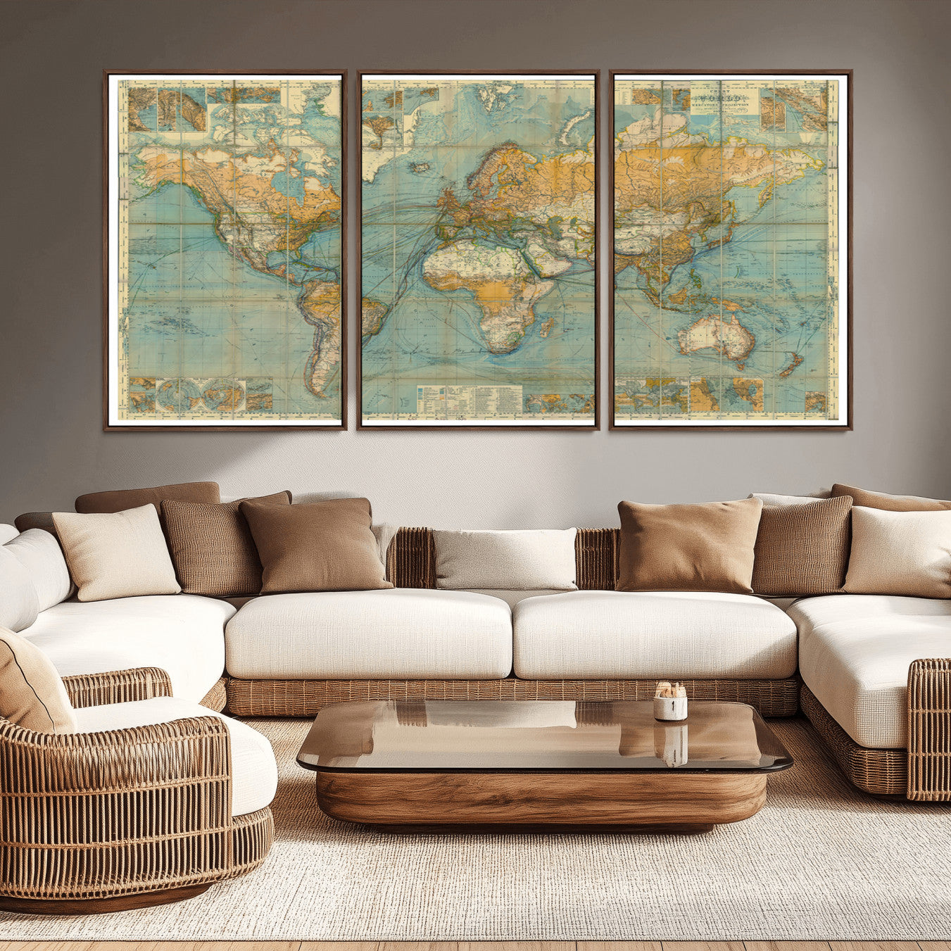 -Push Pin World Map Canvas Print – Travel Tracker Wall Art for Couples, Perfect Anniversary Gift for Home or Office Decor