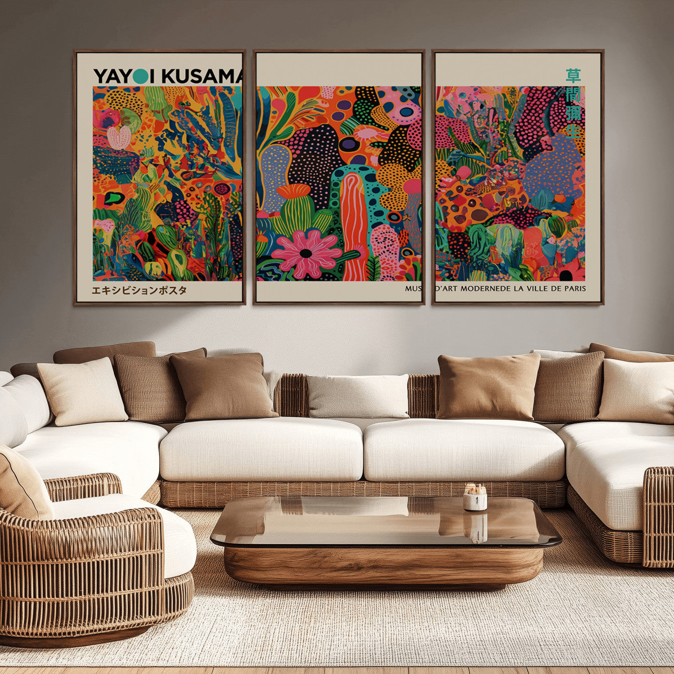 -Framed Yayoi Kusama 1986 Wall Art Print – Japanese Wall Art Print, Wabi Sabi Yayoi Kusama Print -