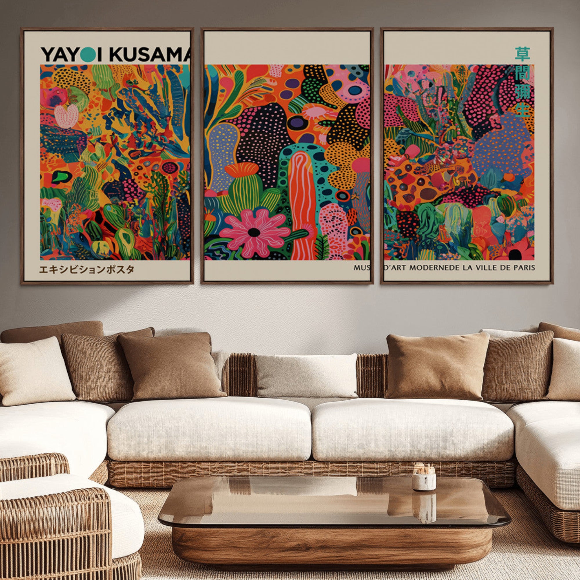 24116-MGV-CV-36X24-Framed Yayoi Kusama 1986 Wall Art Print – Japanese Wall Art Print, Wabi Sabi Yayoi Kusama Print -