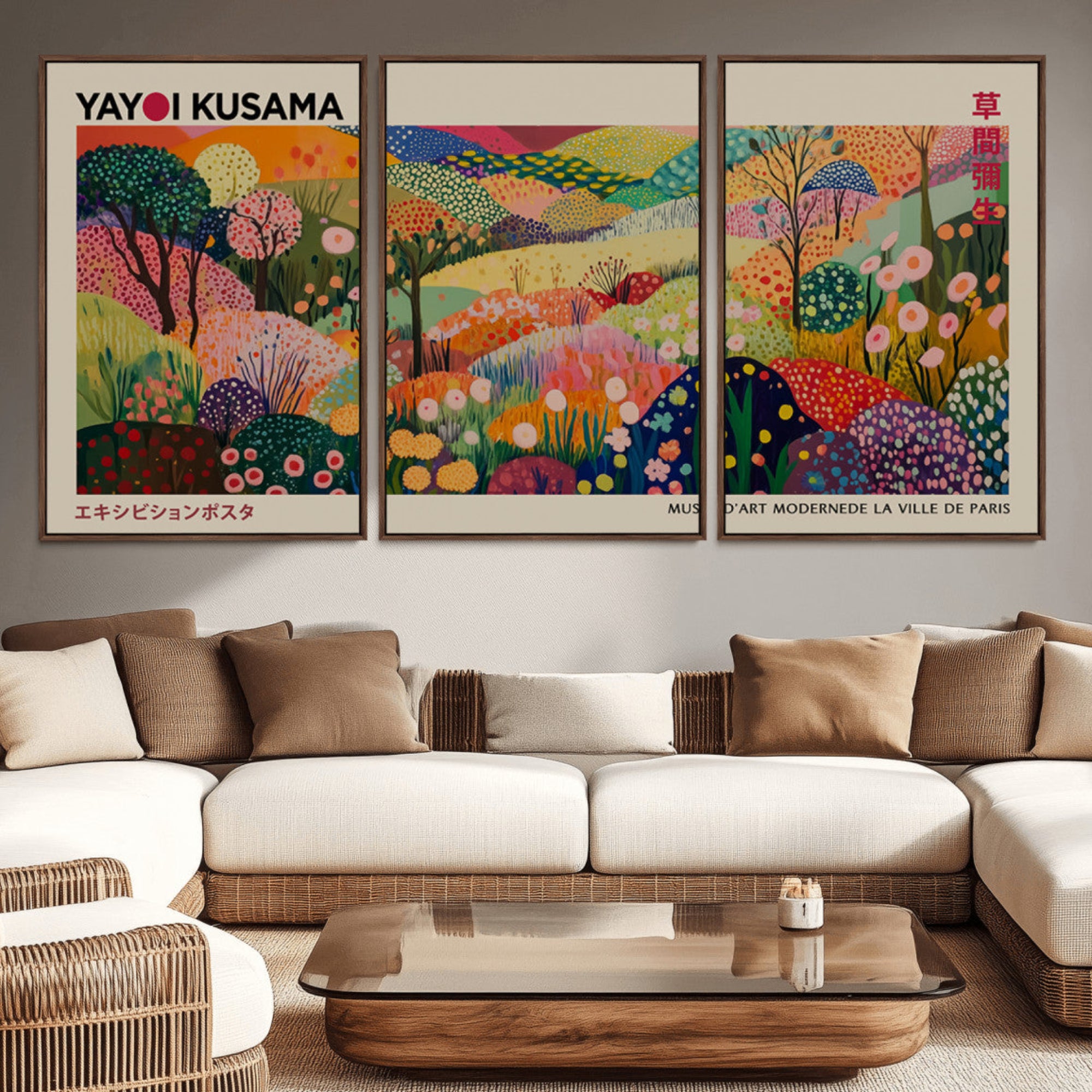 98921-MGV-CV-36X24-Framed Yayoi Kusama 1986 Wall Art Print – Japanese Wall Art Print, Wabi Sabi Yayoi Kusama Print -
