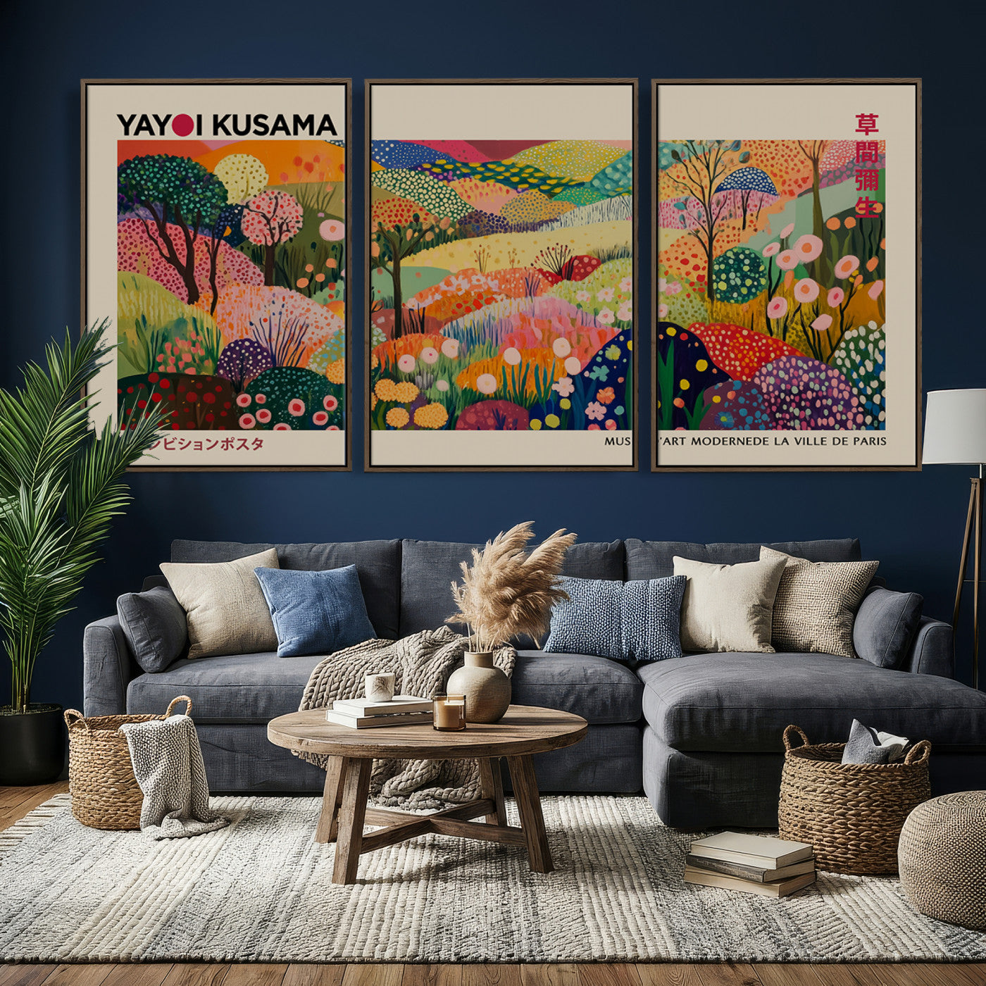 98921-MGV-CV-36X24 - Framed Yayoi Kusama 1986 Wall Art Print – Japanese Wall Art Print, Wabi Sabi Yayoi Kusama Print