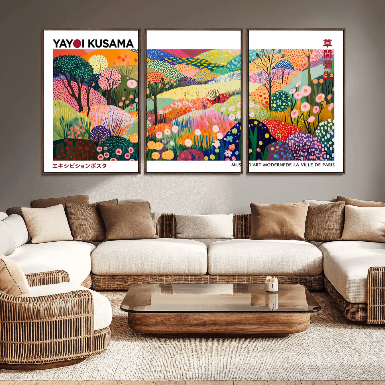 -Framed Yayoi Kusama 1986 Wall Art Print – Japanese Wall Art Print, Wabi Sabi Yayoi Kusama Print -