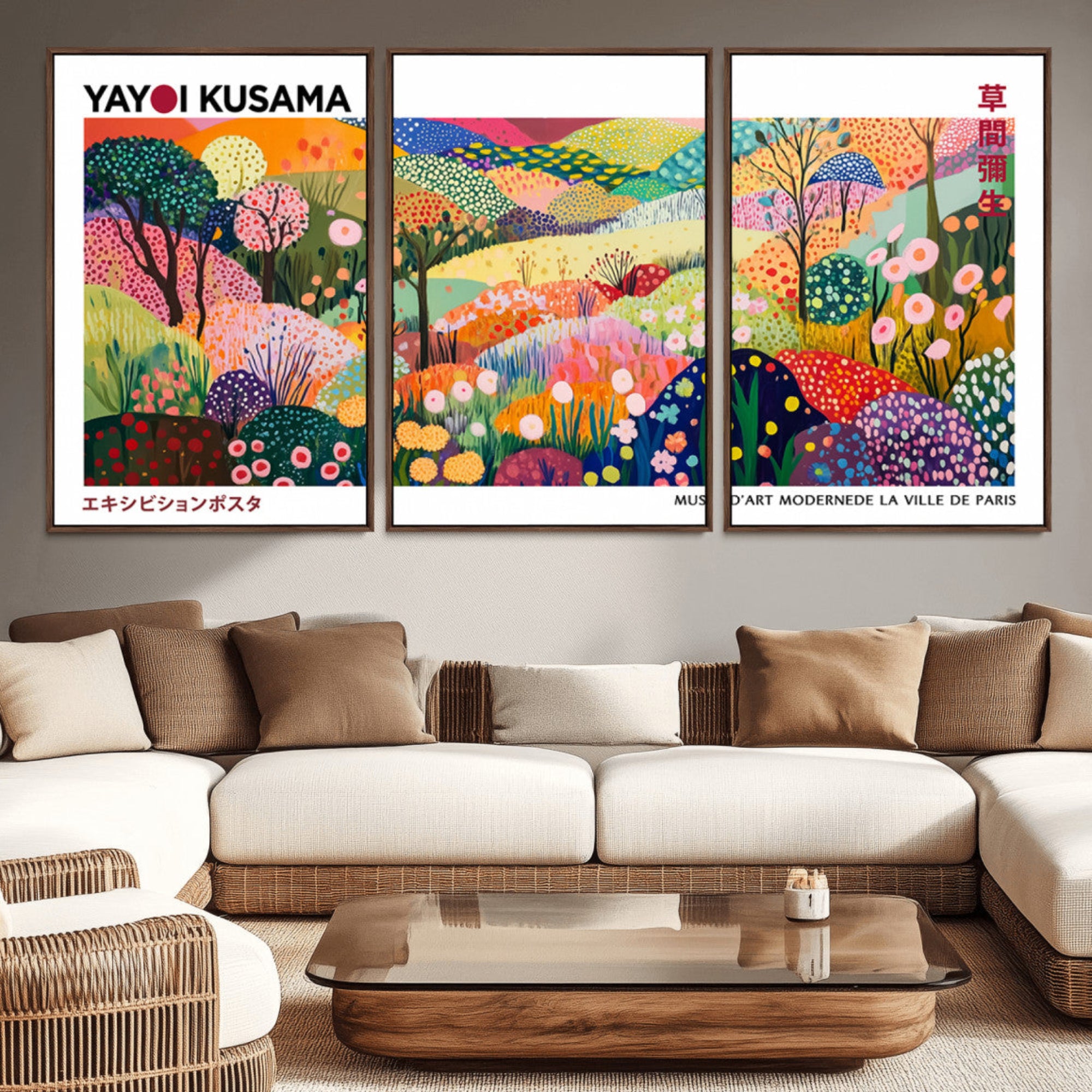 41516-MGV-CV-36X24-Framed Yayoi Kusama 1986 Wall Art Print – Japanese Wall Art Print, Wabi Sabi Yayoi Kusama Print -
