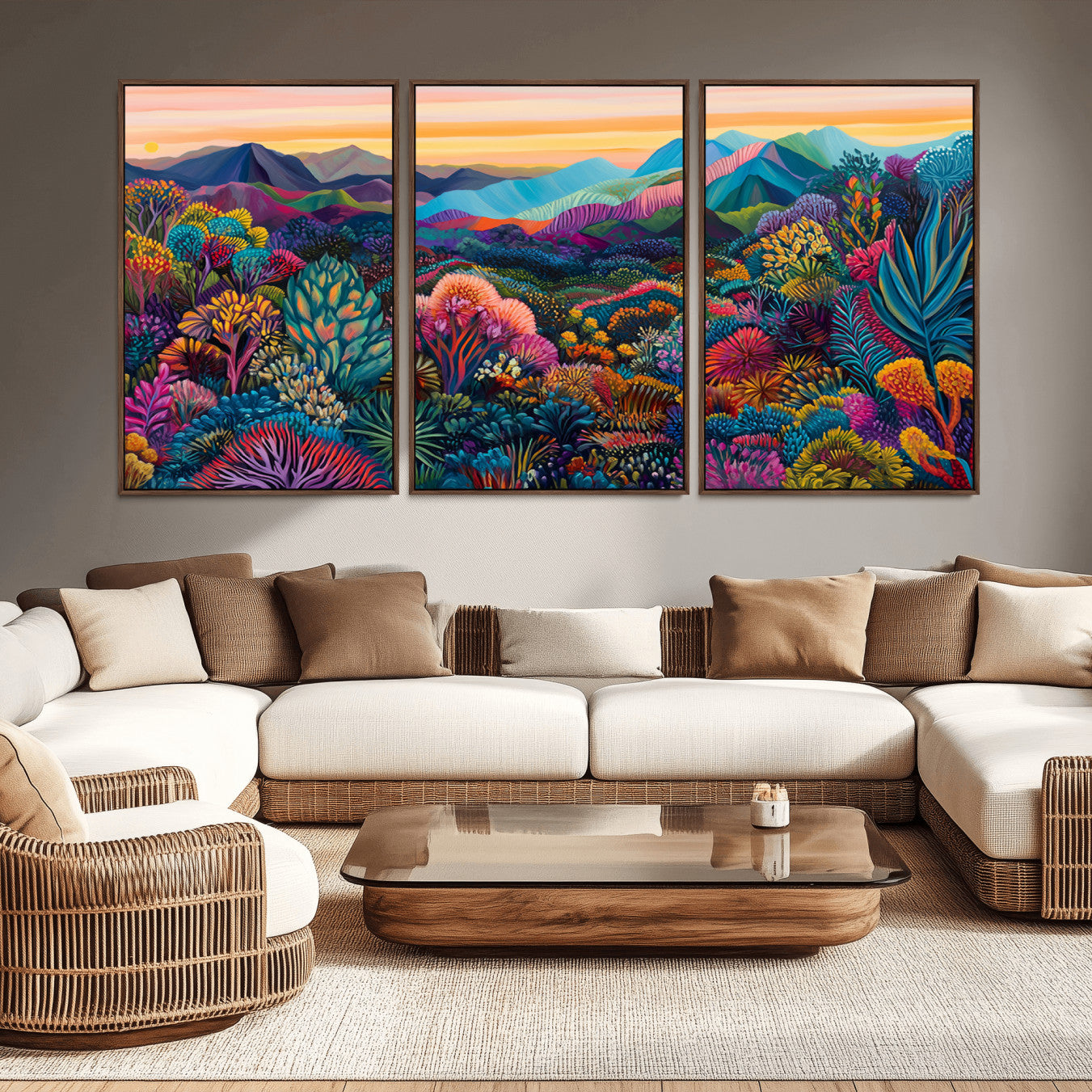 63728-MGV-CV-36X24-Colorful Abstract Landscape Wall Art Print Canvas - Vibrant Modern Decor for Living Room, Office, or