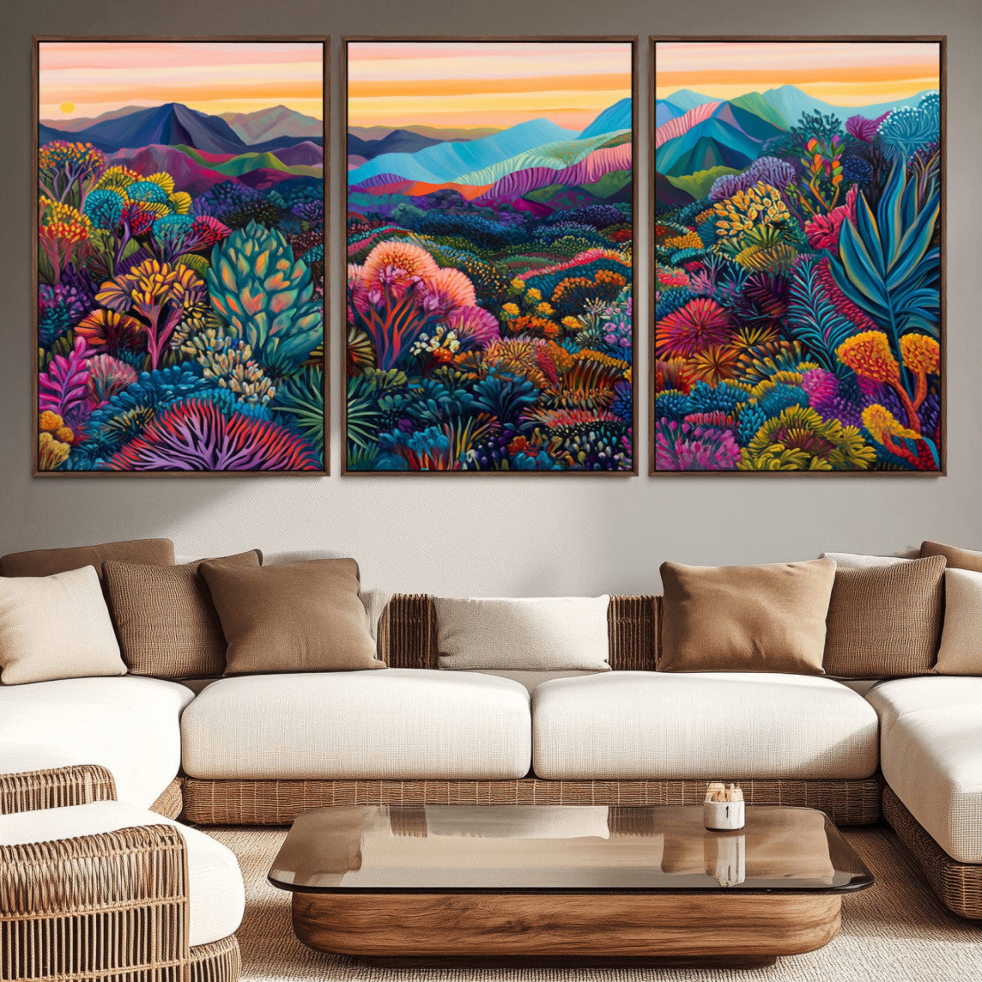 63728-MGV-CV-36X24-Colorful Abstract Landscape Wall Art Print Canvas - Vibrant Modern Decor for Living Room, Office, or