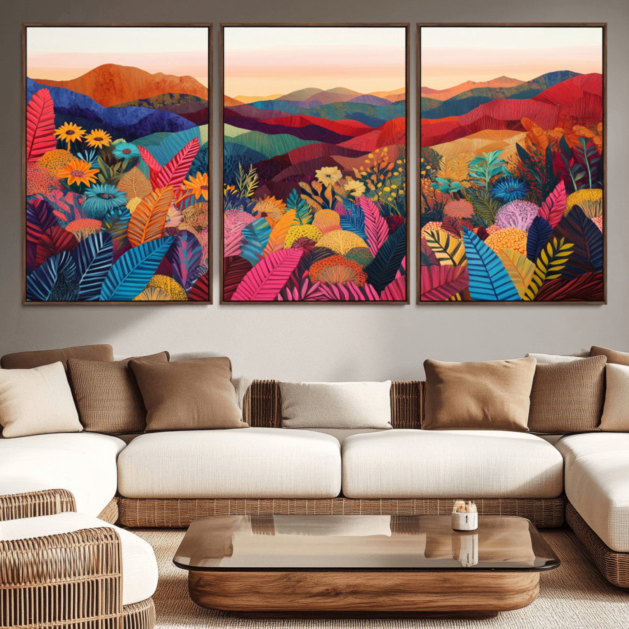 -YAYOI KUSAMA Abstract Print - Landscape Canvas Wall Art Print - Vibrant Modern Decor for Living