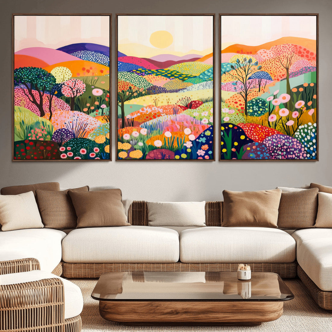 Yayoi Kusama 1986 Wall Art Print, Yayoi Kusama Wabi Sabi Japanese Abstract Landscape Canvas