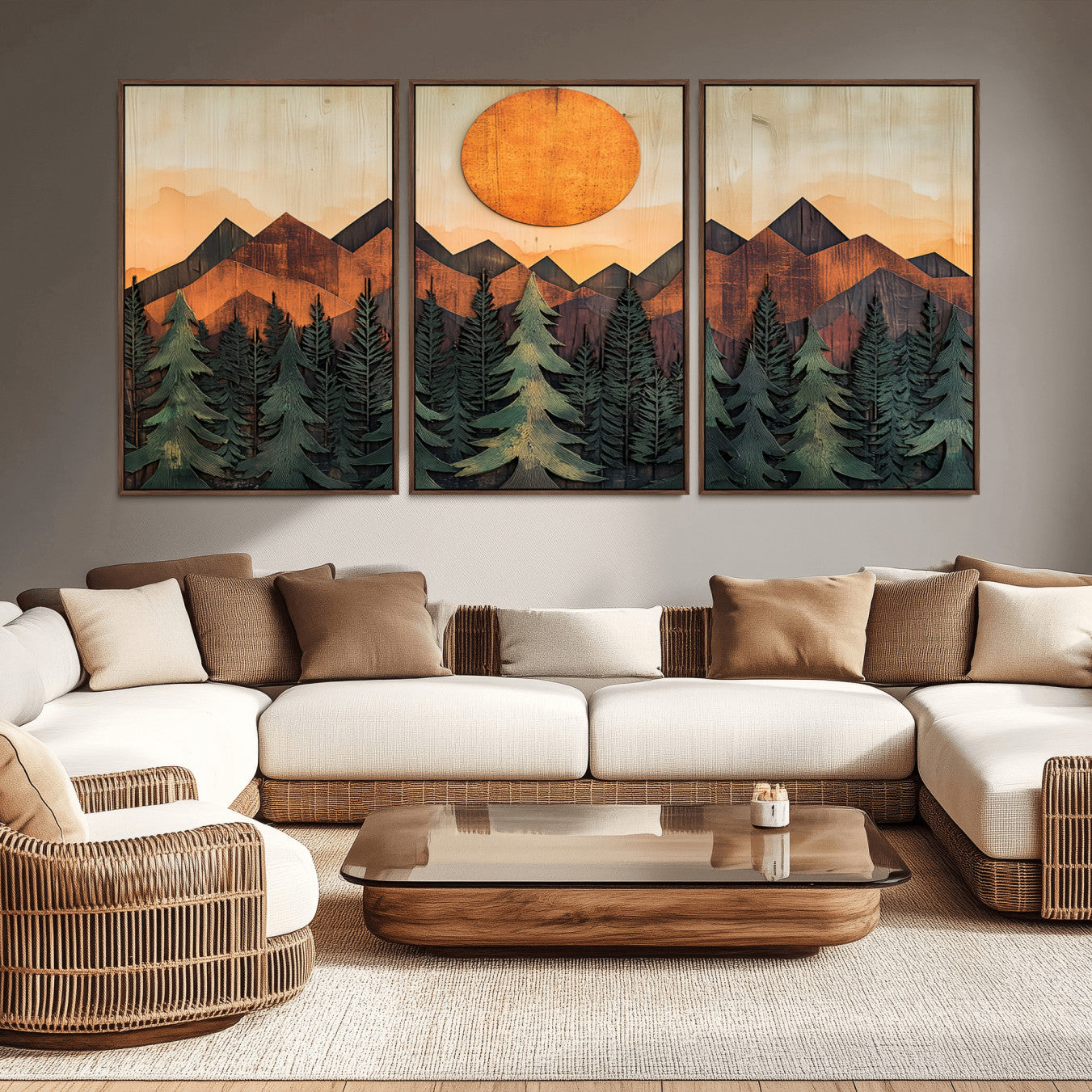 77739-MGV-CV-36X24-Sunset Mountain Landscape Canvas Wall Art Print - Nature Decor for Living Room, Office