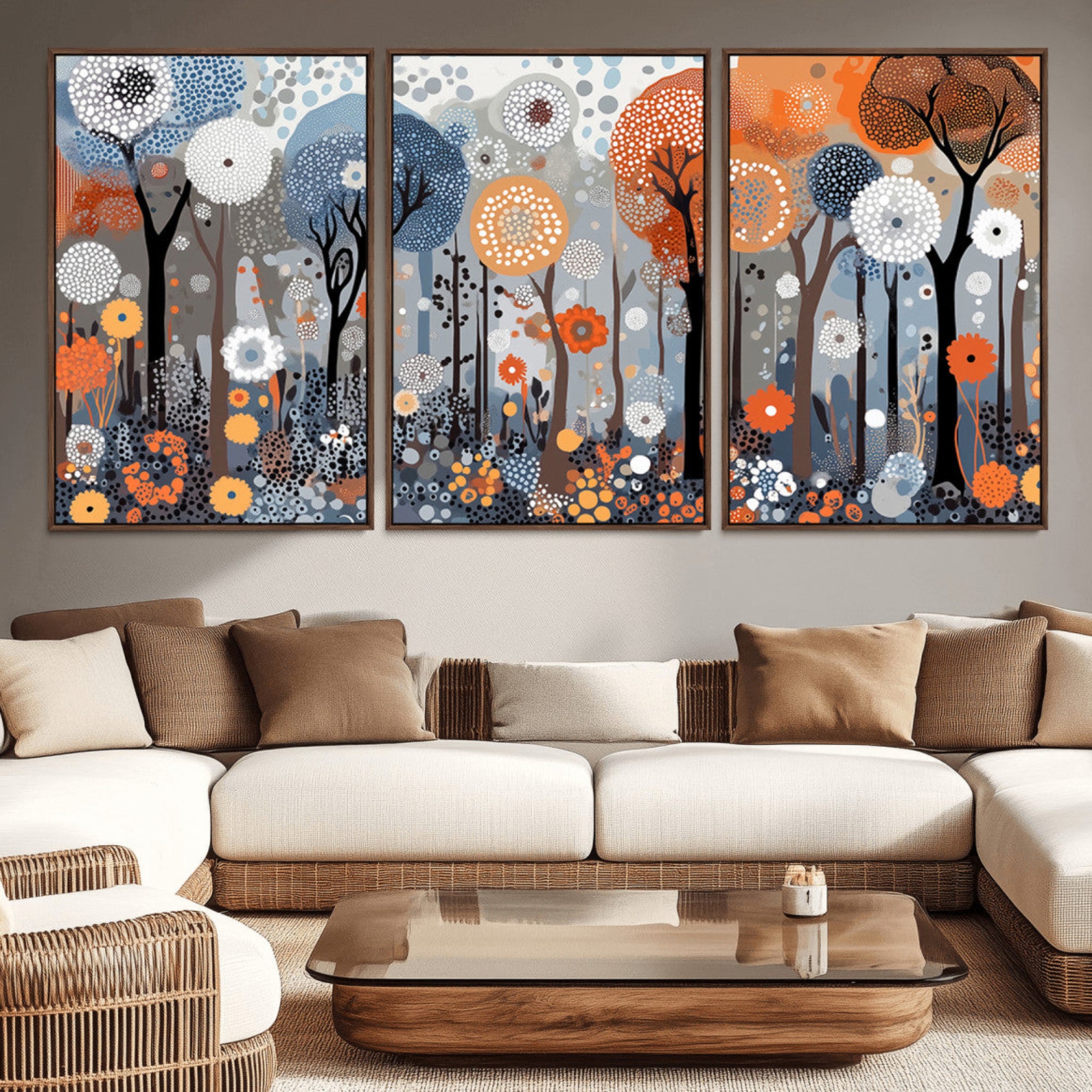48857-MGV-CV-36X24-Abstract Winter Landscape Canvas Wall Art Print - Large Colorful Nature Wall Decor