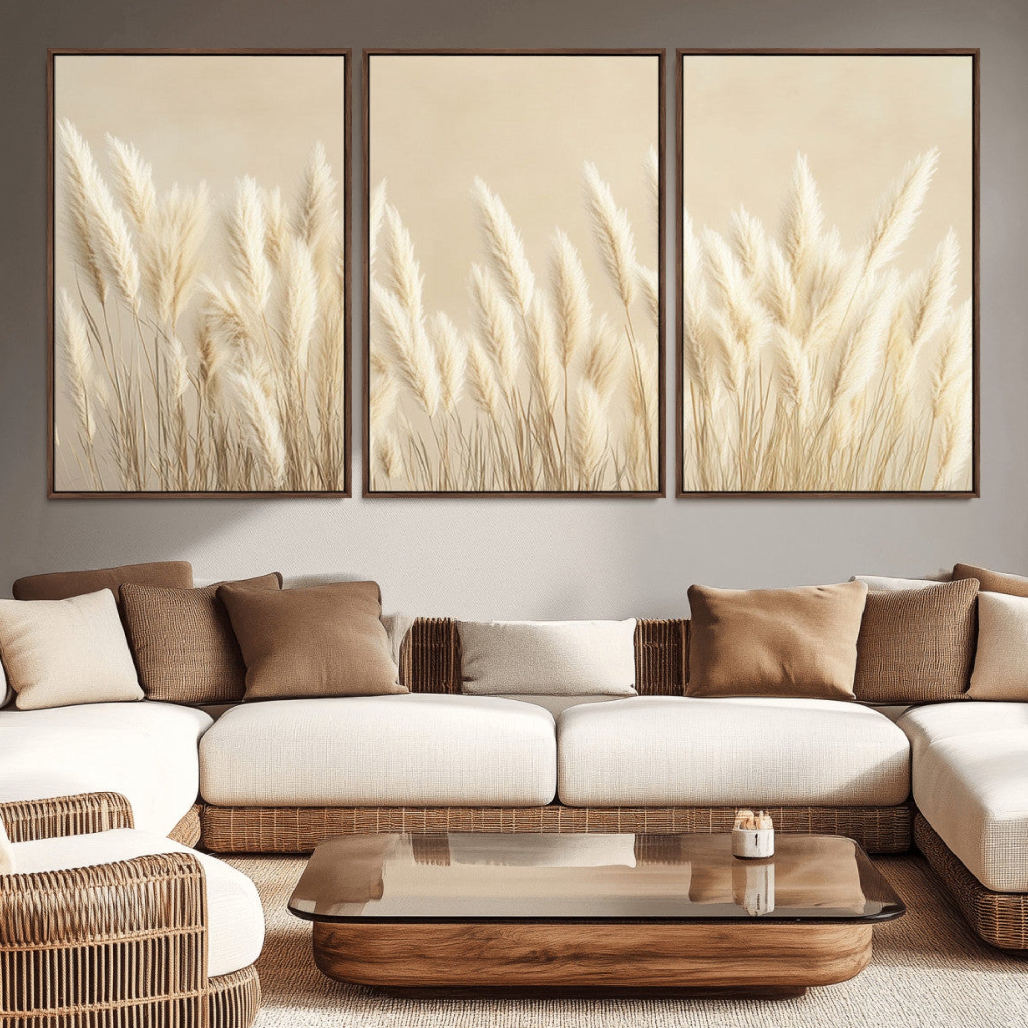 -Grass Wall Art Print - Elegant Neutral Decor for Living Room, Boho Minimalist Artwork, Ready to Hang