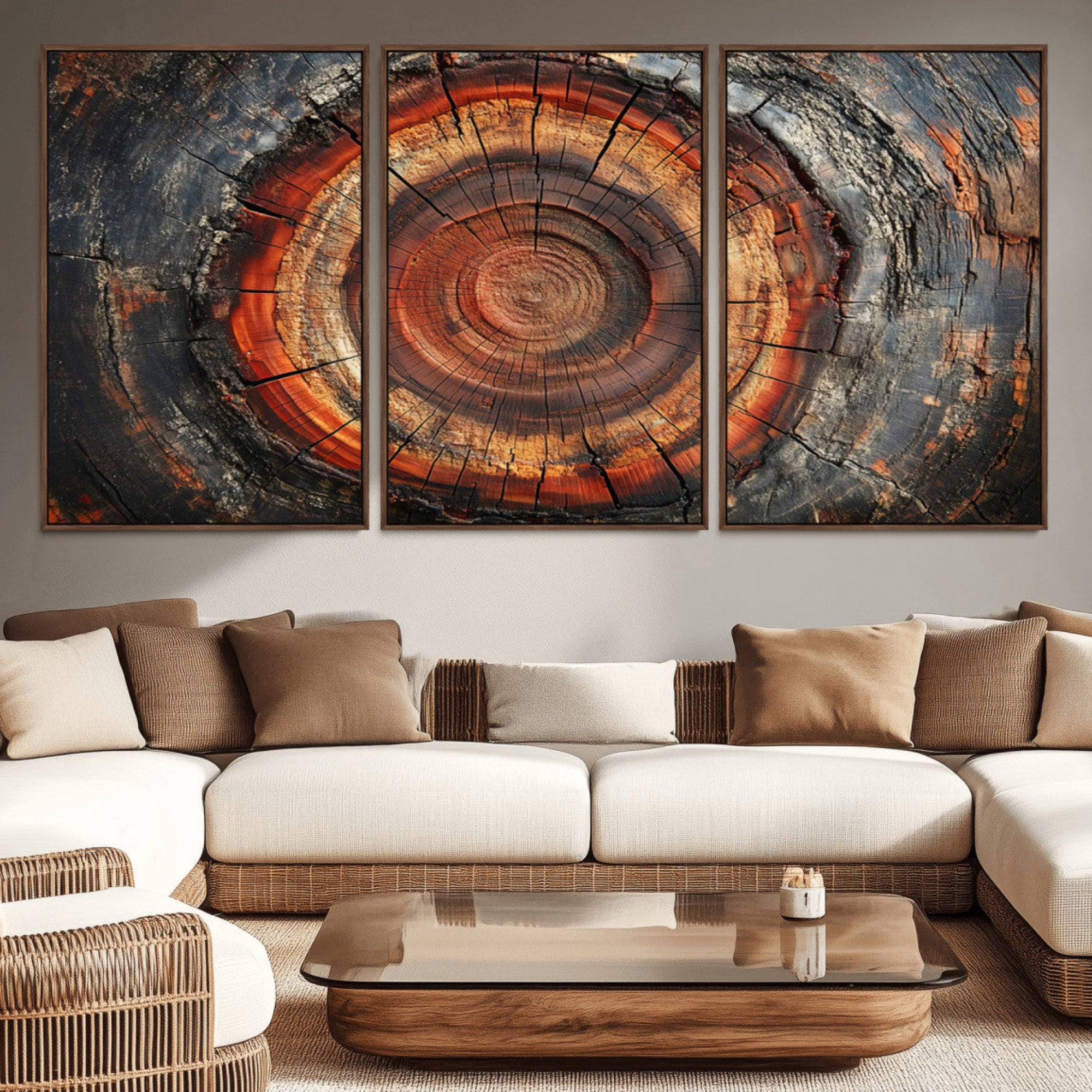 82212-MGV-CV-36X24-Wood Grain Canvas Wall Art - Framed Abstract Tree Ring Framed Wall Art, Wood Grain Canvas Wall