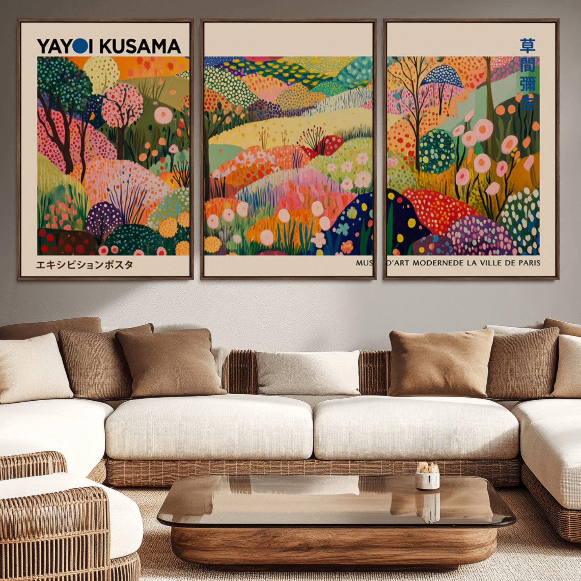 47970-MGV-CV-36X24-Yayoi Kusama Japanese Art Canvas Print, Abstract Art, Large Yayoi Kusama Framed Print, Japanese Wabi