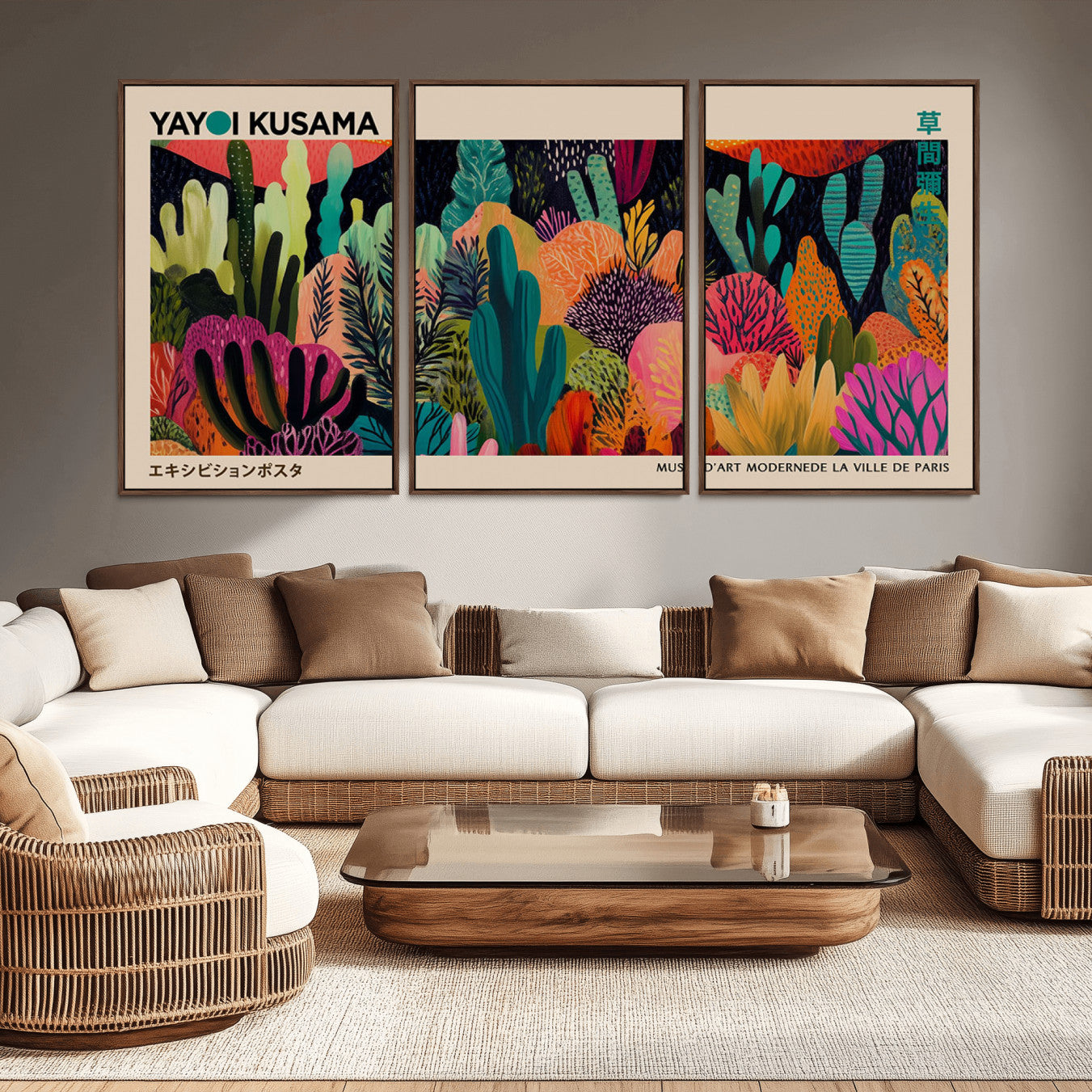-Yayoi Kusama Wall Art Canvas Print, Abstract Art, Large Yayoi Kusama Framed Canvas Print, Japanese
