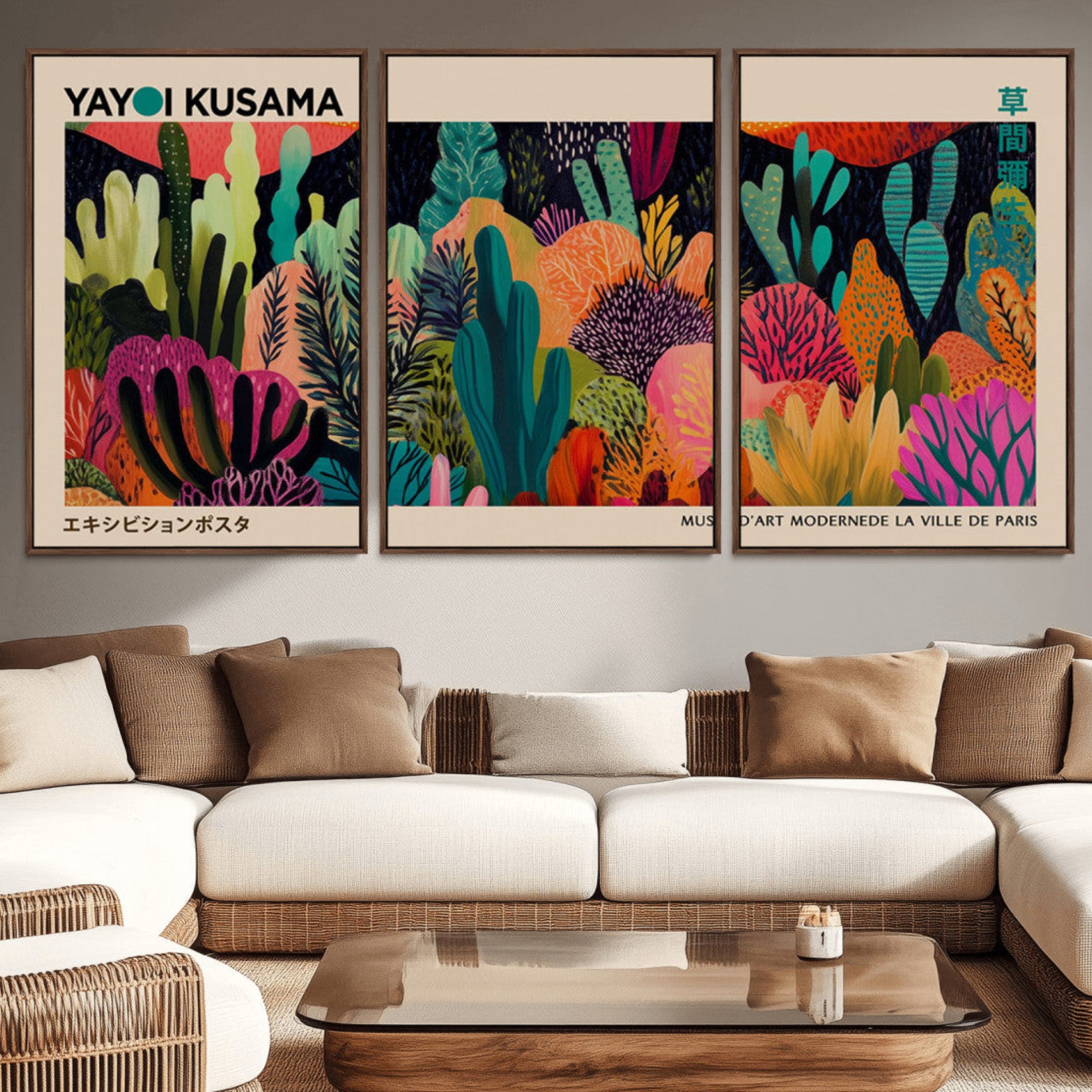 45711-MGV-CV-36X24-Yayoi Kusama Wall Art Canvas Print, Abstract Art, Large Yayoi Kusama Framed Canvas Print, Japanese