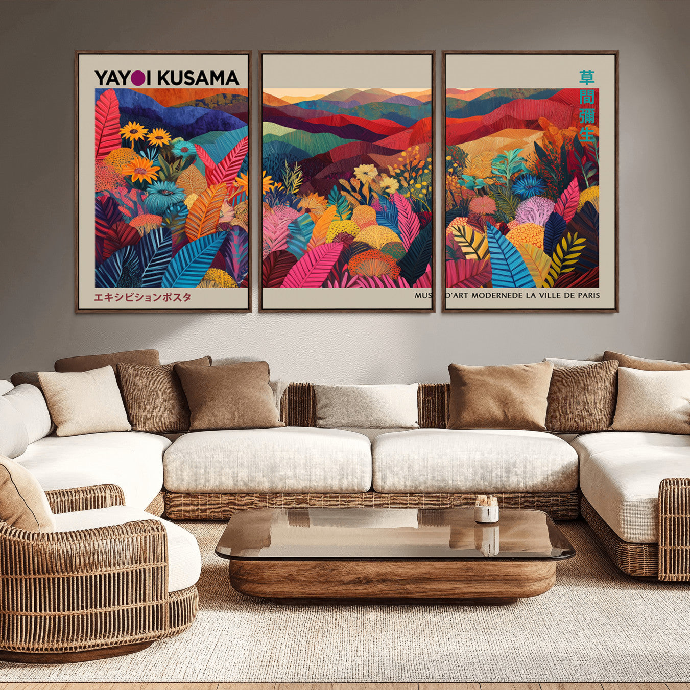 -Yayoi Kusama Wall Art Canvas Print, Abstract Art, Large Yayoi Kusama Framed Print, Japanese Wabi