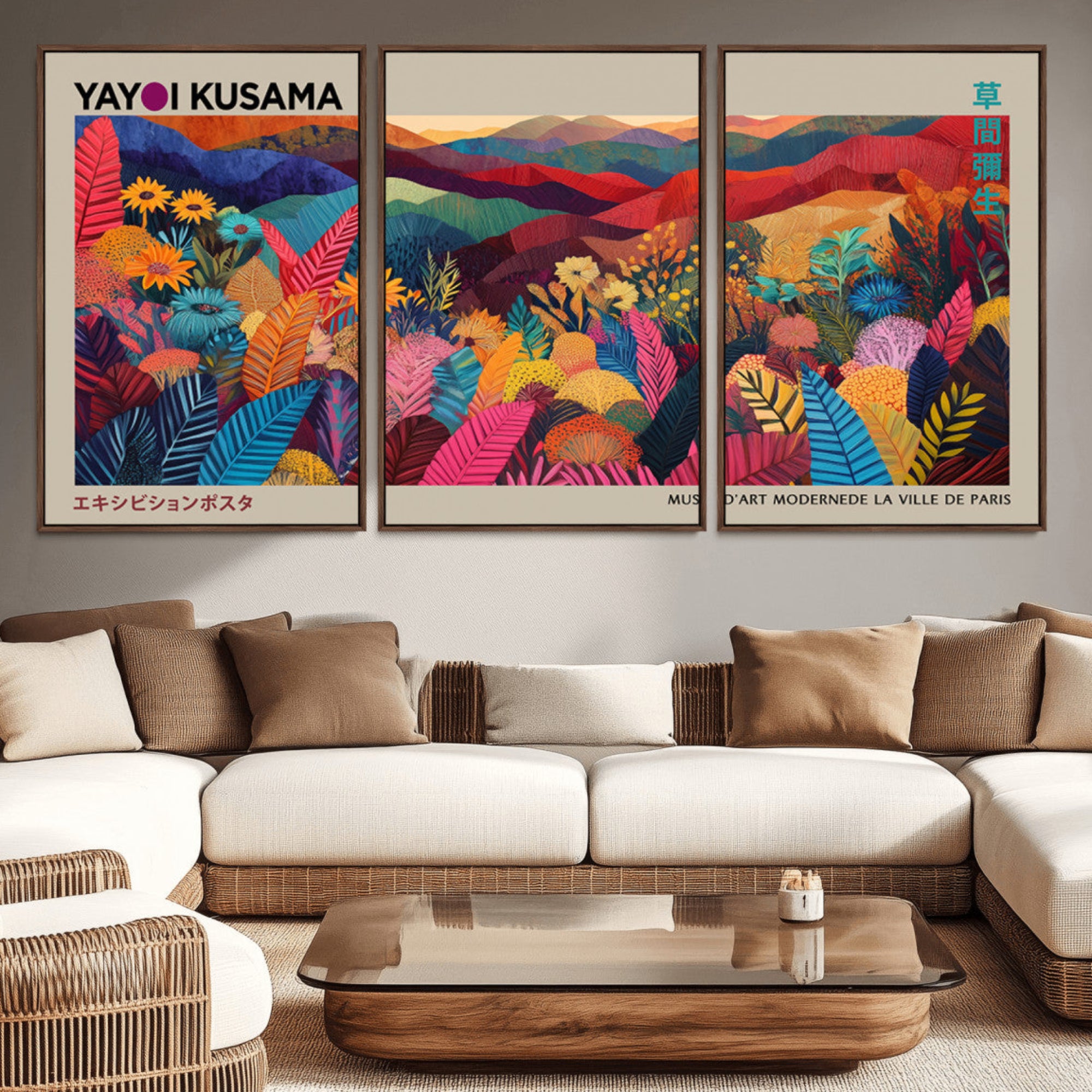 53639-MGV-CV-36X24-Yayoi Kusama Wall Art Canvas Print, Abstract Art, Large Yayoi Kusama Framed Print, Japanese Wabi