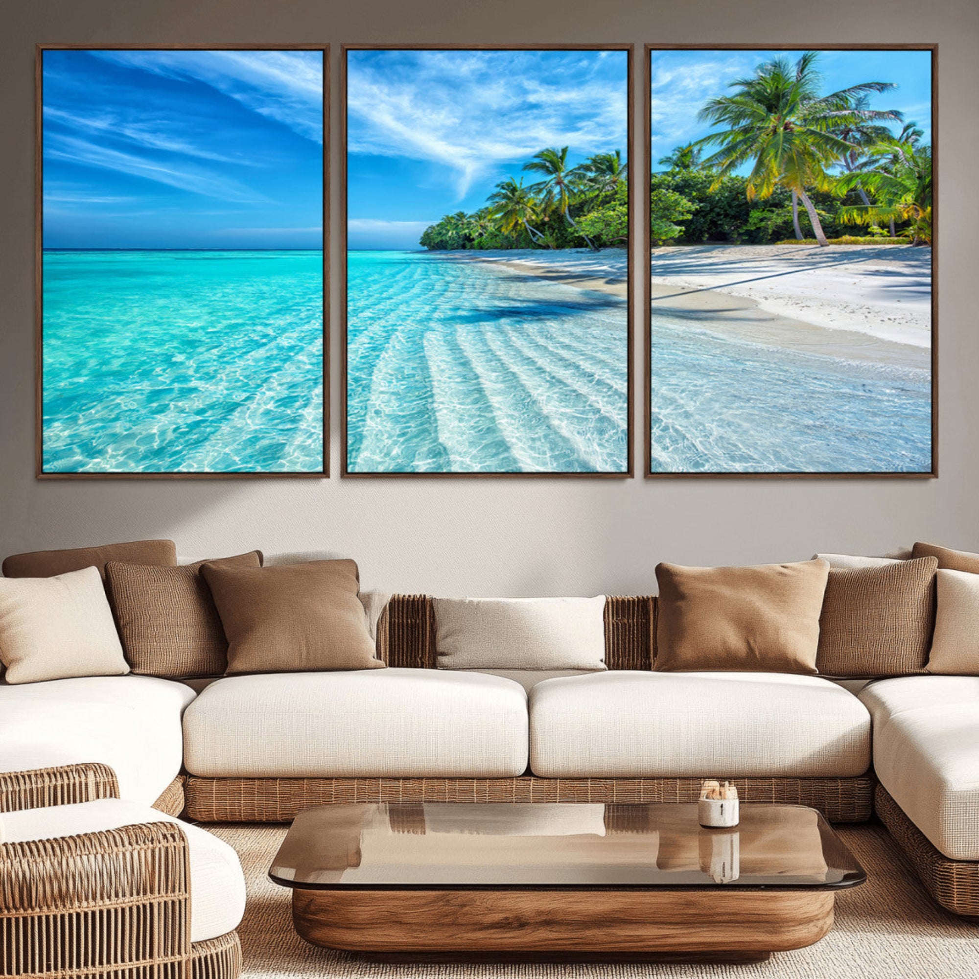 14788-MGV-CV-36X24-Tropical Beach Wall Art Canvas Print - Serene Ocean Landscape with Crystal Clear Turquoise Water and