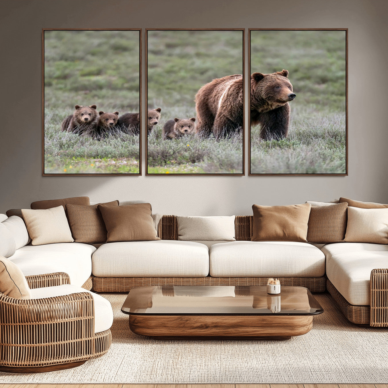 65087-MGV-CV-36X24-Wildlife Photography of 399 Grizzly Bear Cubs | Queen of the Tetons Canvas Wall Art Print