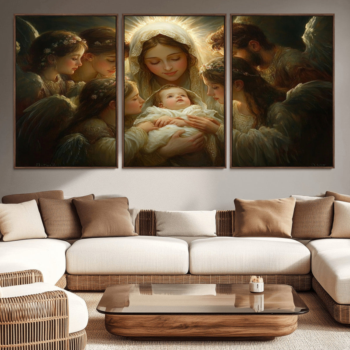 Madonna and Child with Apostles - Mary Jesus Canvas Wall Art Print ...