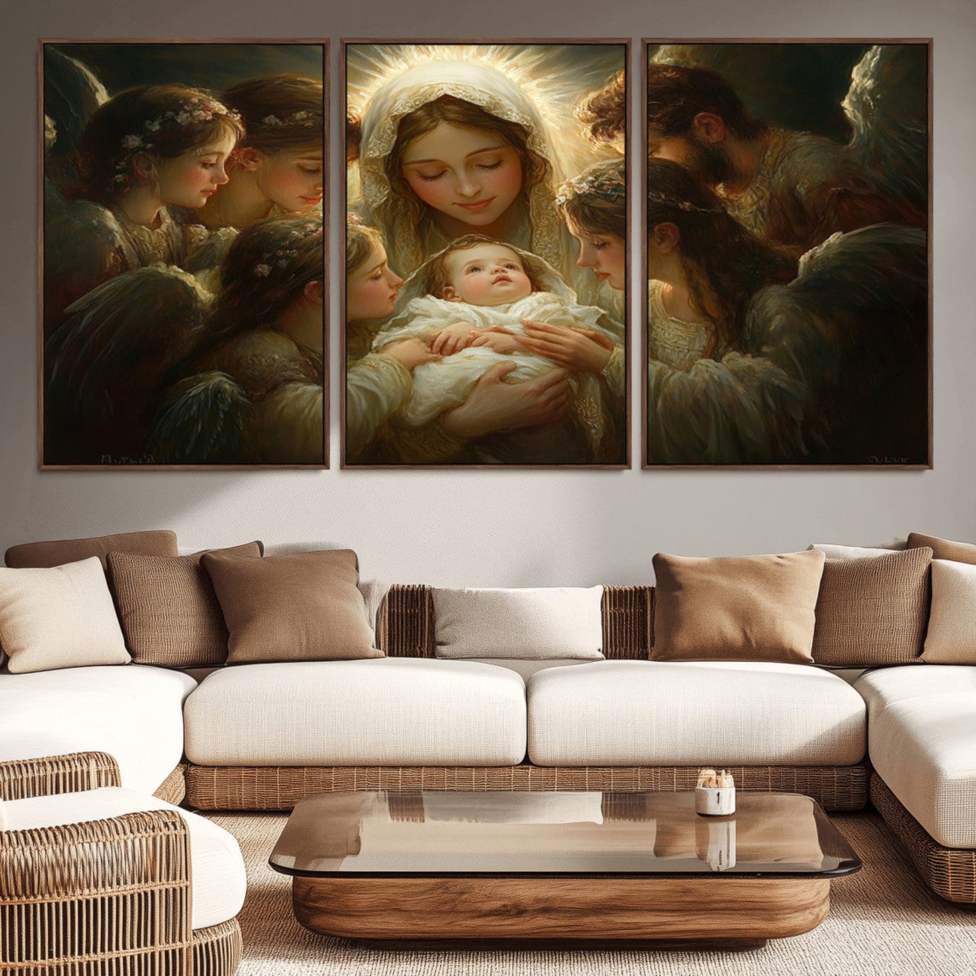 12393-MGV-CV-36X24-Mary Jesus Canvas Wall Art Print - Madonna and Child with Apostles Art Print - Classic Christian