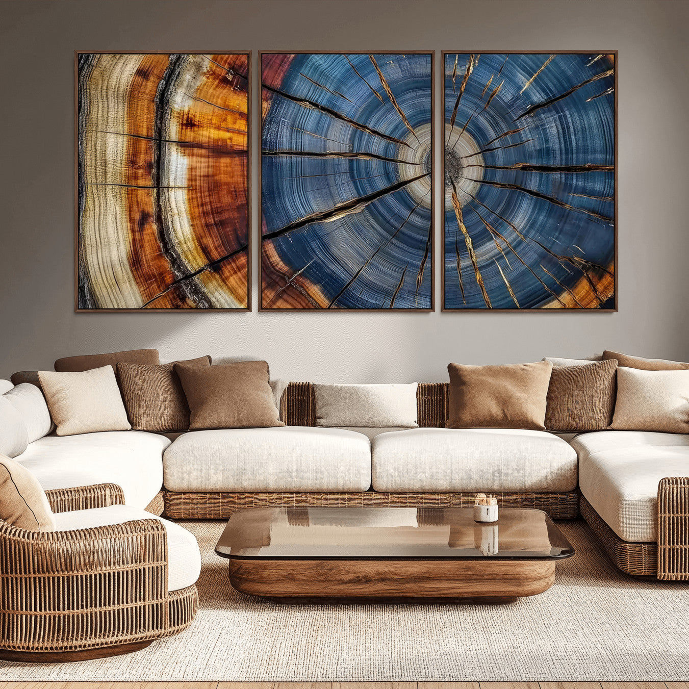 10583-MGV-CV-36X24-Abstract Tree Rings Canvas Wall Art - Wood Grain Canvas Print - Nature-Inspired Modern Wood Grain
