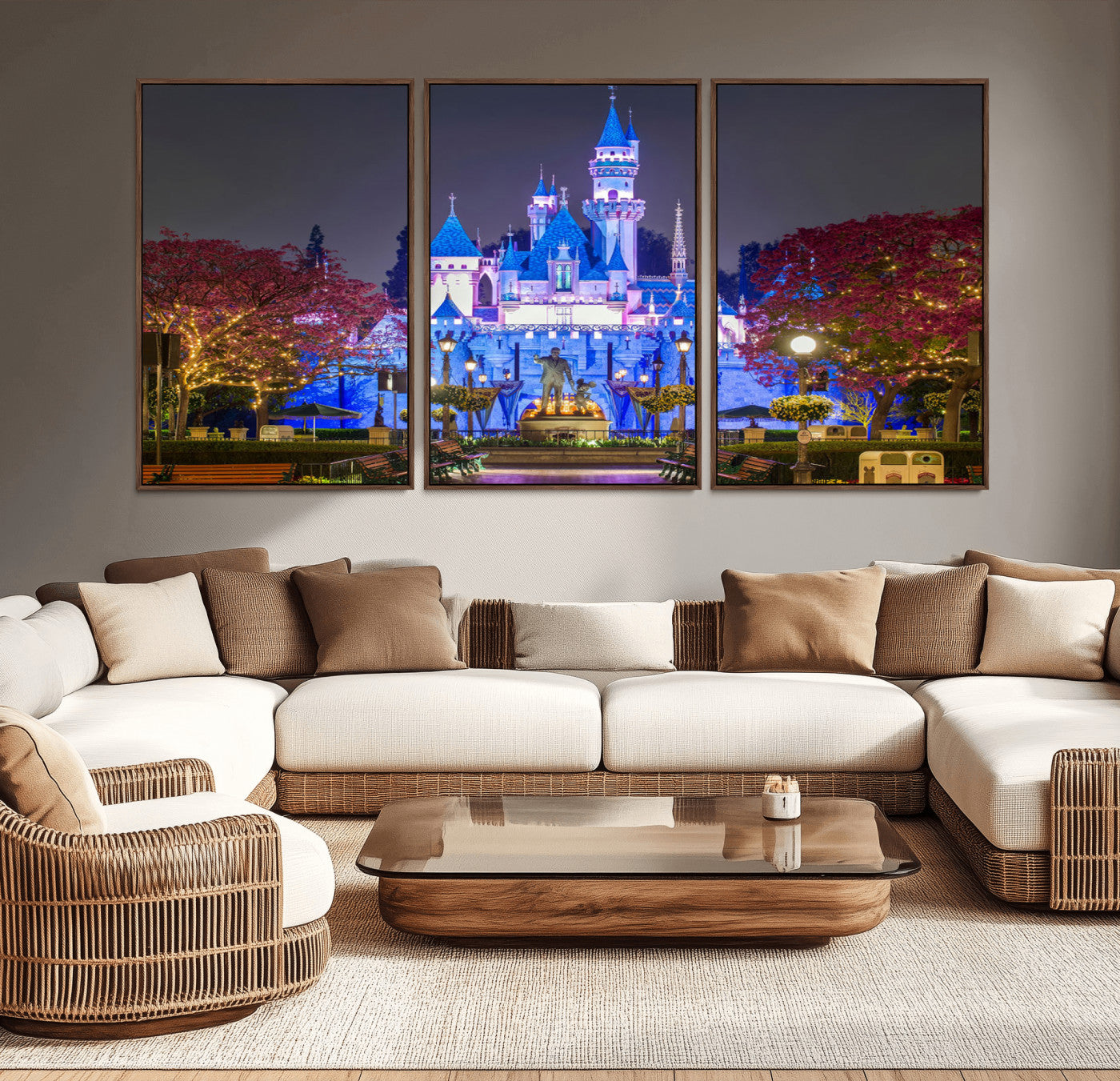 -Large Disney Castle Wall Art Canvas Print - Magic Kingdom Kids Room Decoration Disney World